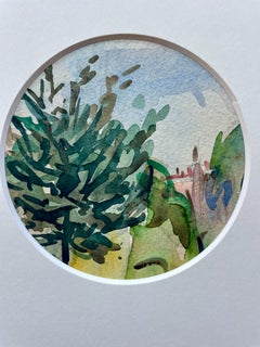 Aquarelle d'arbres et de ciel