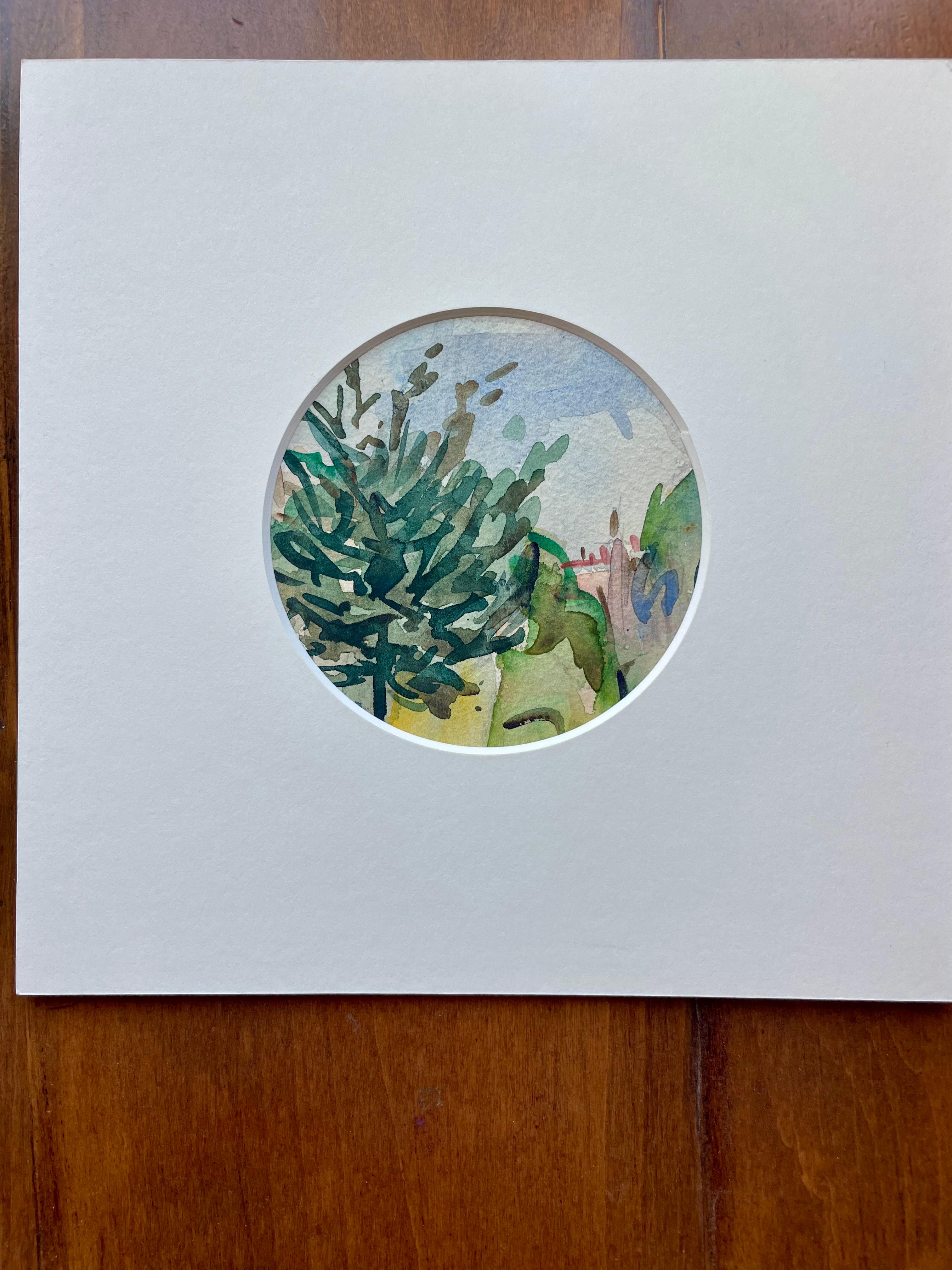 Watercolor of trees and sky - Impressionist Painting by Unknown