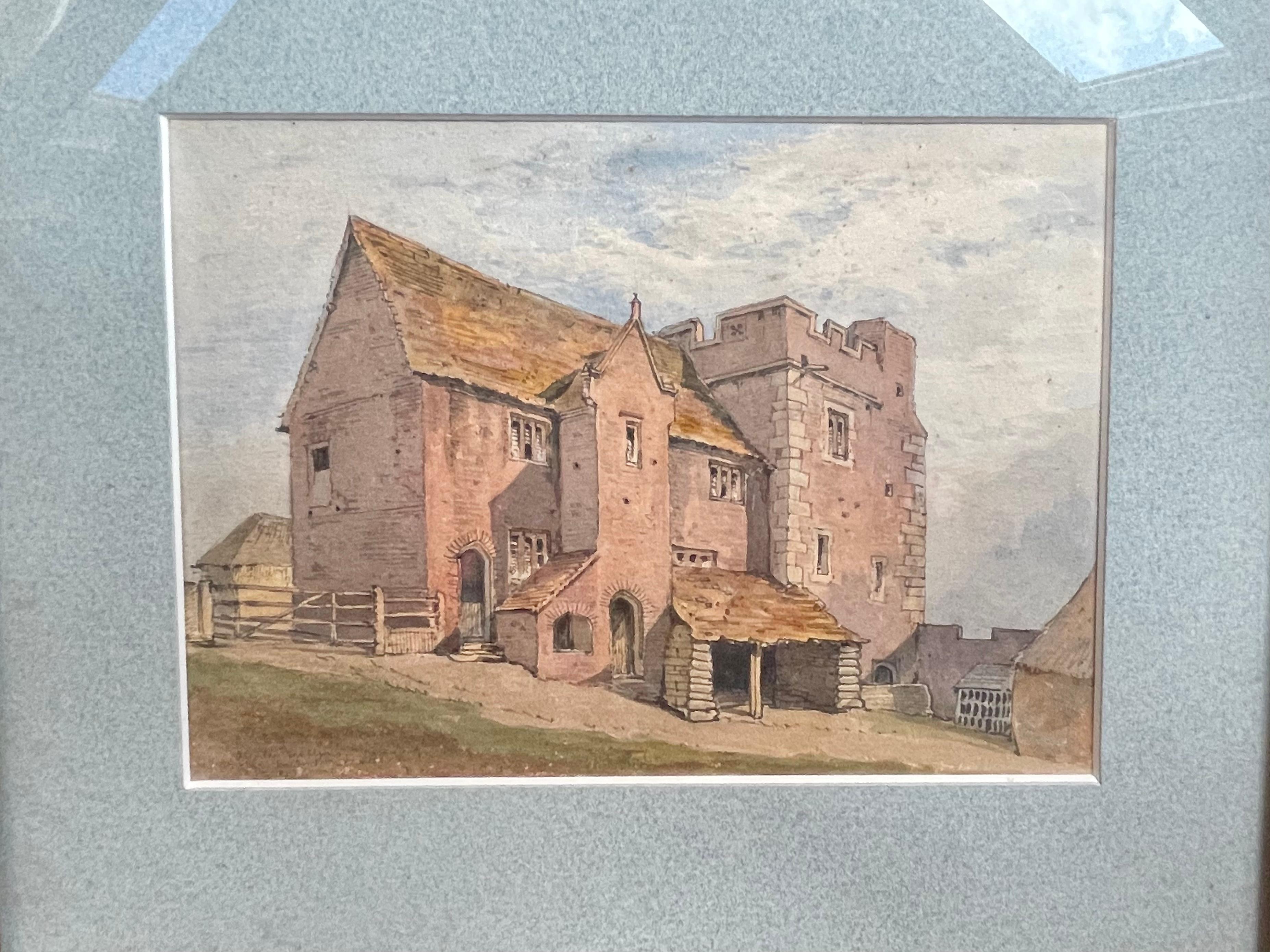 Acuarela del siglo XIX de una granja en Tewkesbury, Inglaterra