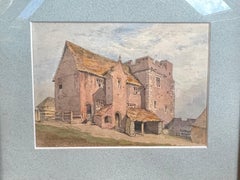 Acuarela del siglo XIX de una granja en Tewkesbury, Inglaterra
