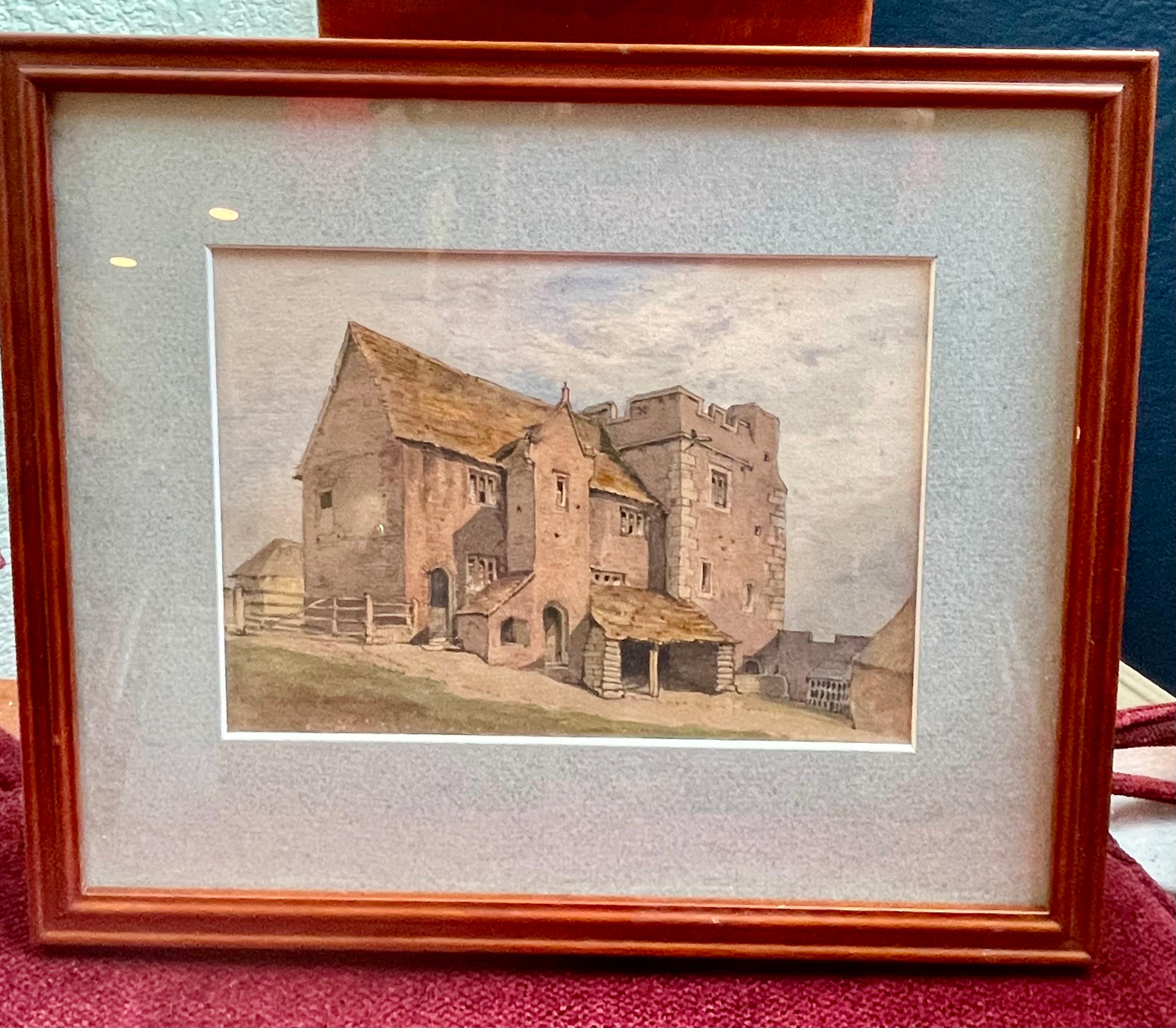 Acquerello del XIX secolo di una casa colonica a Tewkesbury, Inghilterra - Art di Unknown
