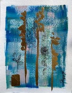 Original-Three Wisemen-abstract-gold leaf -UK Awarded Artist, work on paper