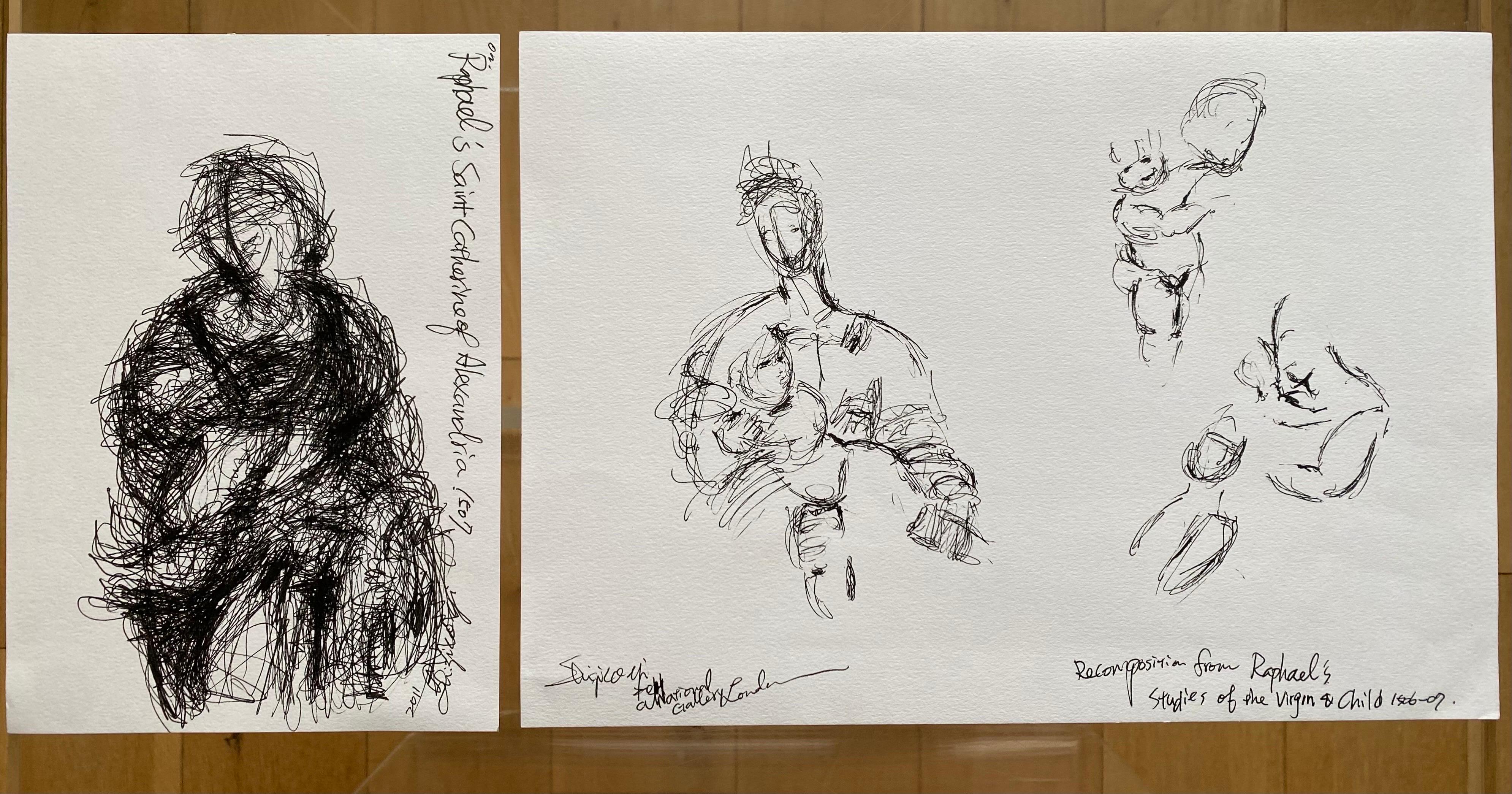 Free shipping worldwide ! This set of drawings included Two Studies of Raphael's paintings in National Gallery, London where Shizico Yi learned her craft in drawings from old masters in Museums, a project she started from 2005.
These sets are from a