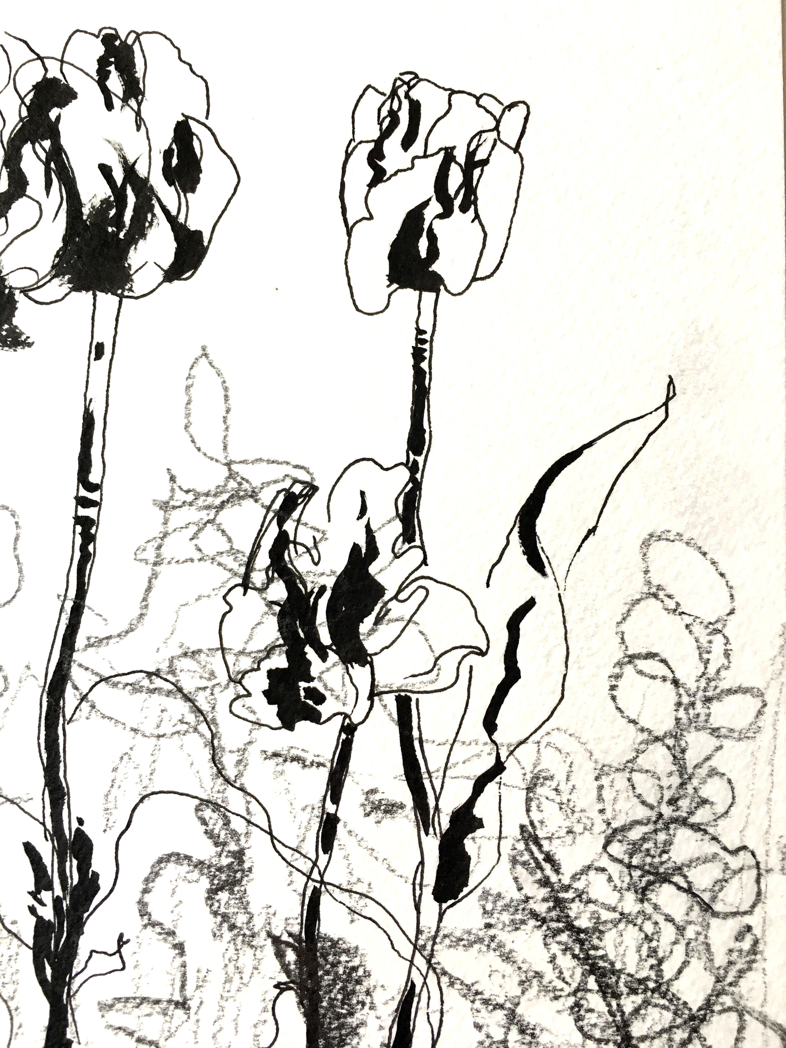 Constant Gardener-Tulips by Shizico Yi, rare original drawing on offer 5