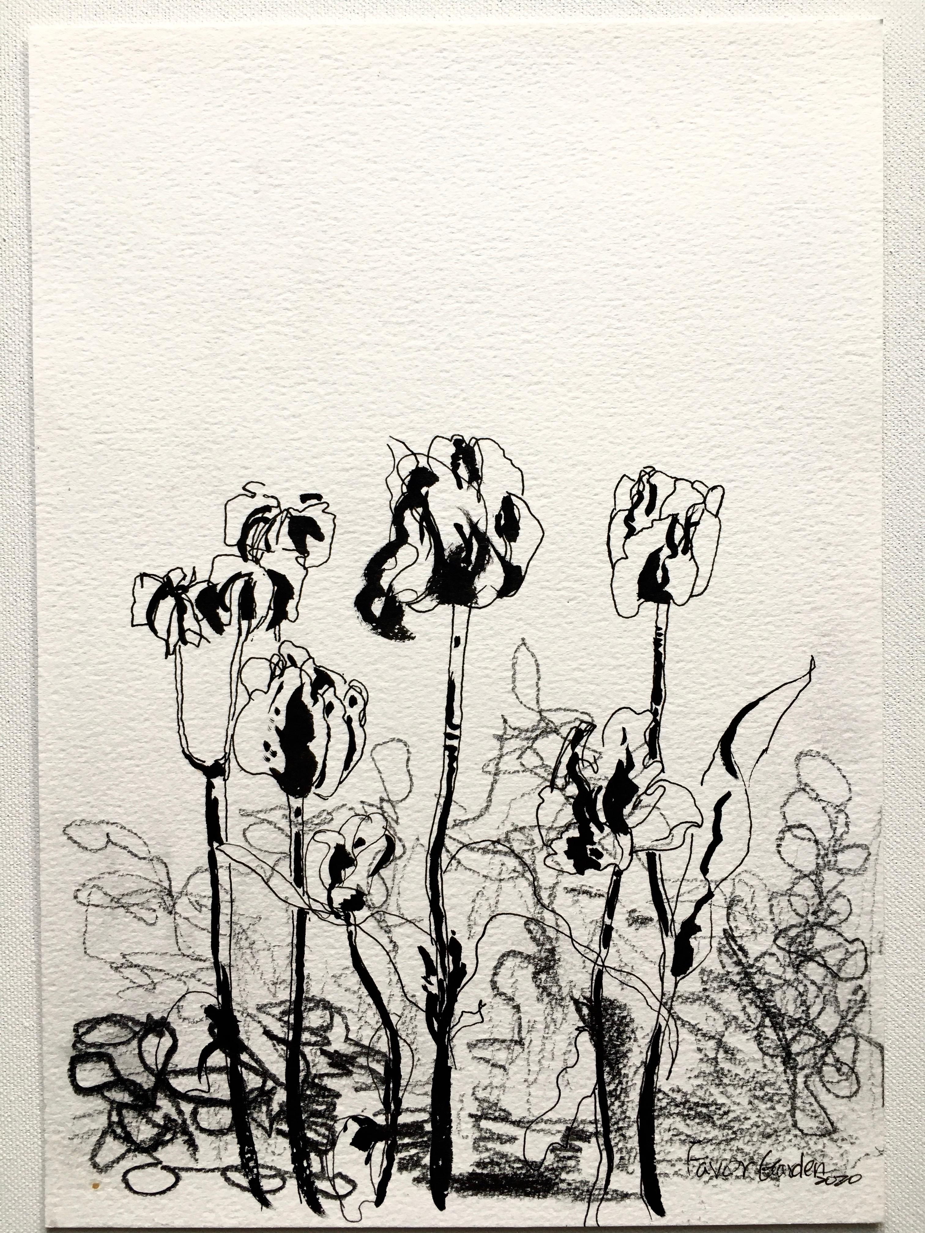 Constant Gardener-Tulips by Shizico Yi, rare original drawing on offer 1