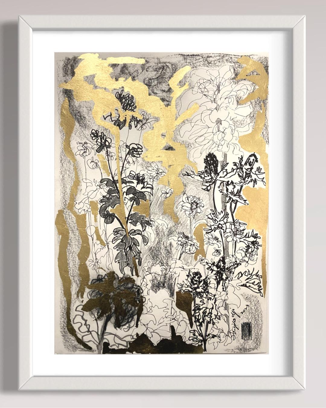 Rare chance to own an original drawing by Shizico yi.
Drawings are the most intimate works of Shizico Yi, therefore it is rare to have a few coming to the market and be available. 
This is a drawing made plein air in her garden in early autumn’s
