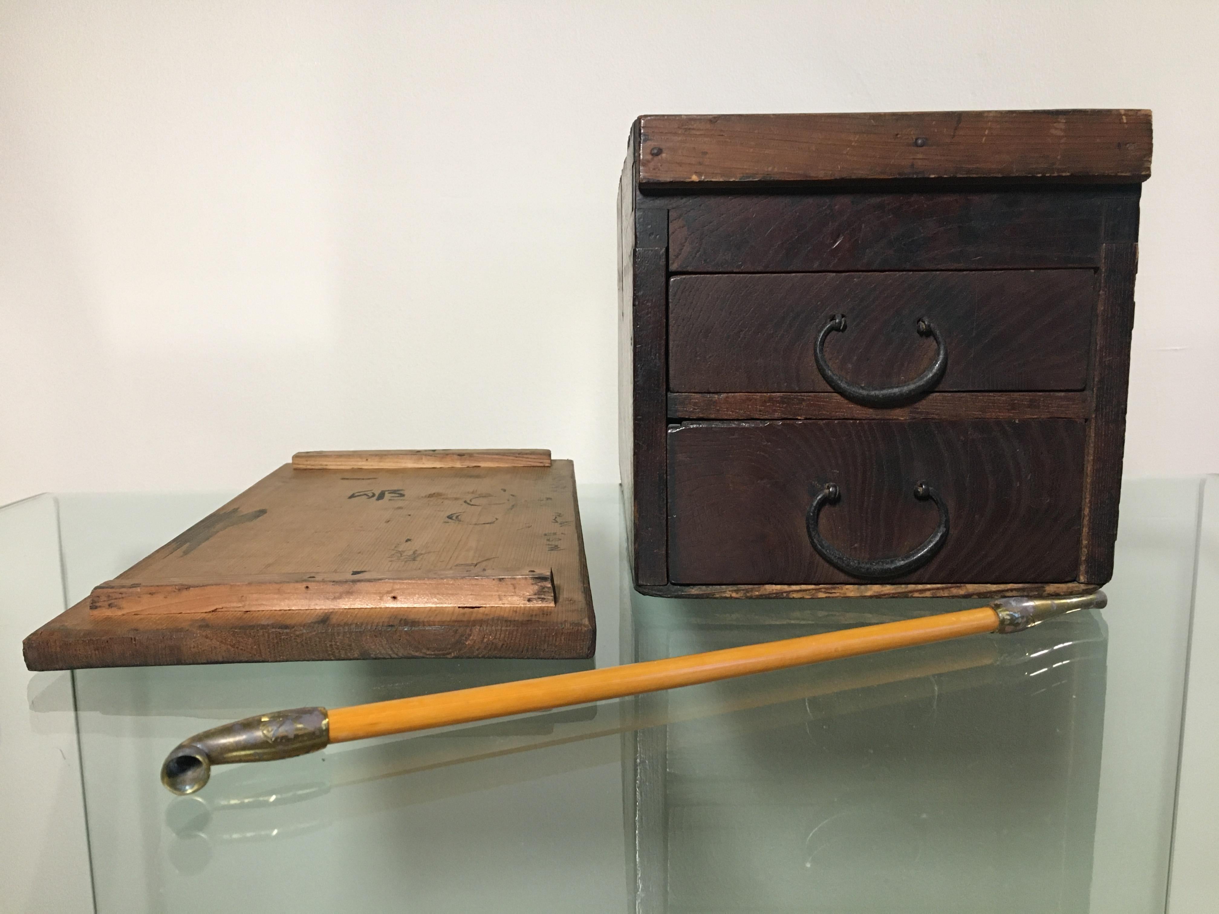 Japanese Tabako/Tool Box with Kiseru -wabi Sabi-Taisho Era-GSY Gallery Select For Sale 14