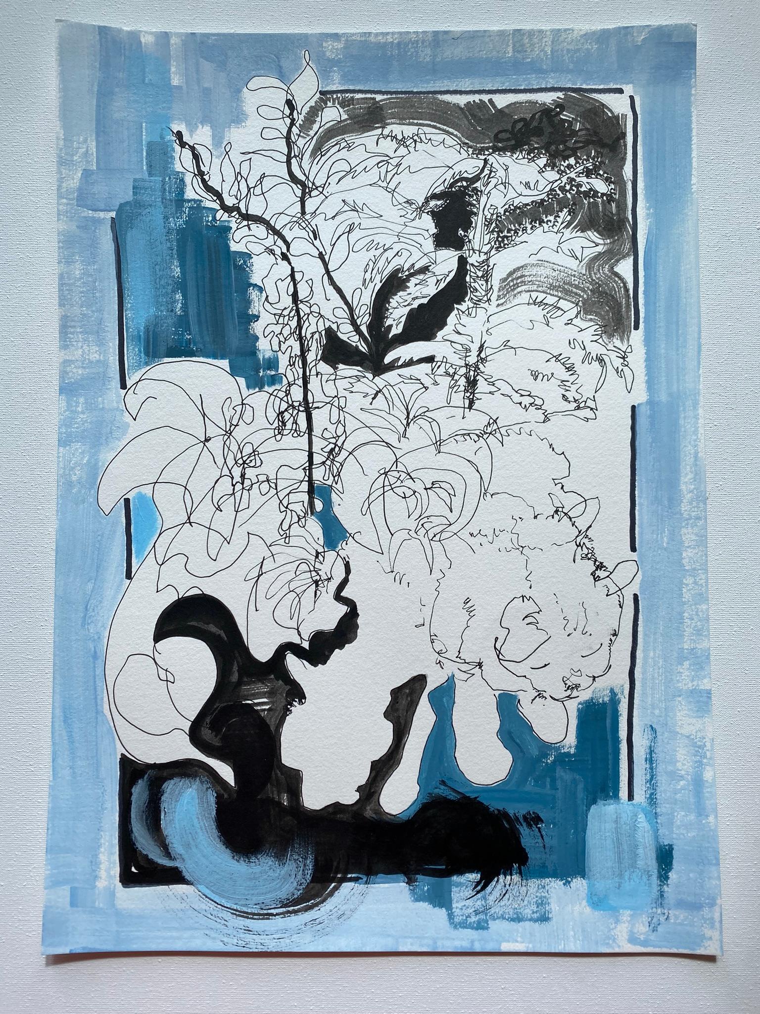 Blauer Valentine-Breakfast mit Katze-Serie-Original-BritishAward Künstler- Ausdruck 7