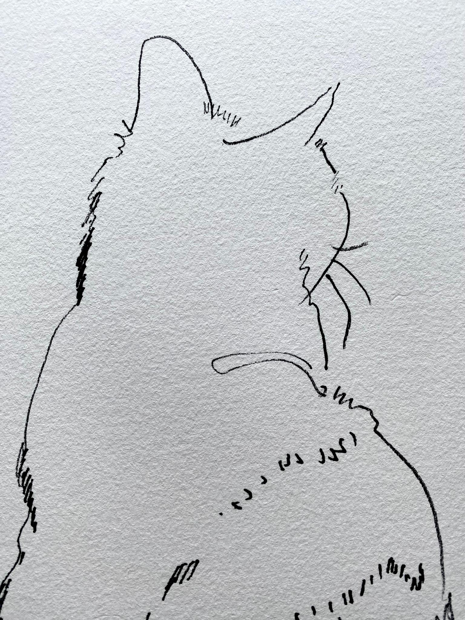 Original Set-Breakfast with Cat Series-British Award Artist-ink on papers-UK art For Sale 4