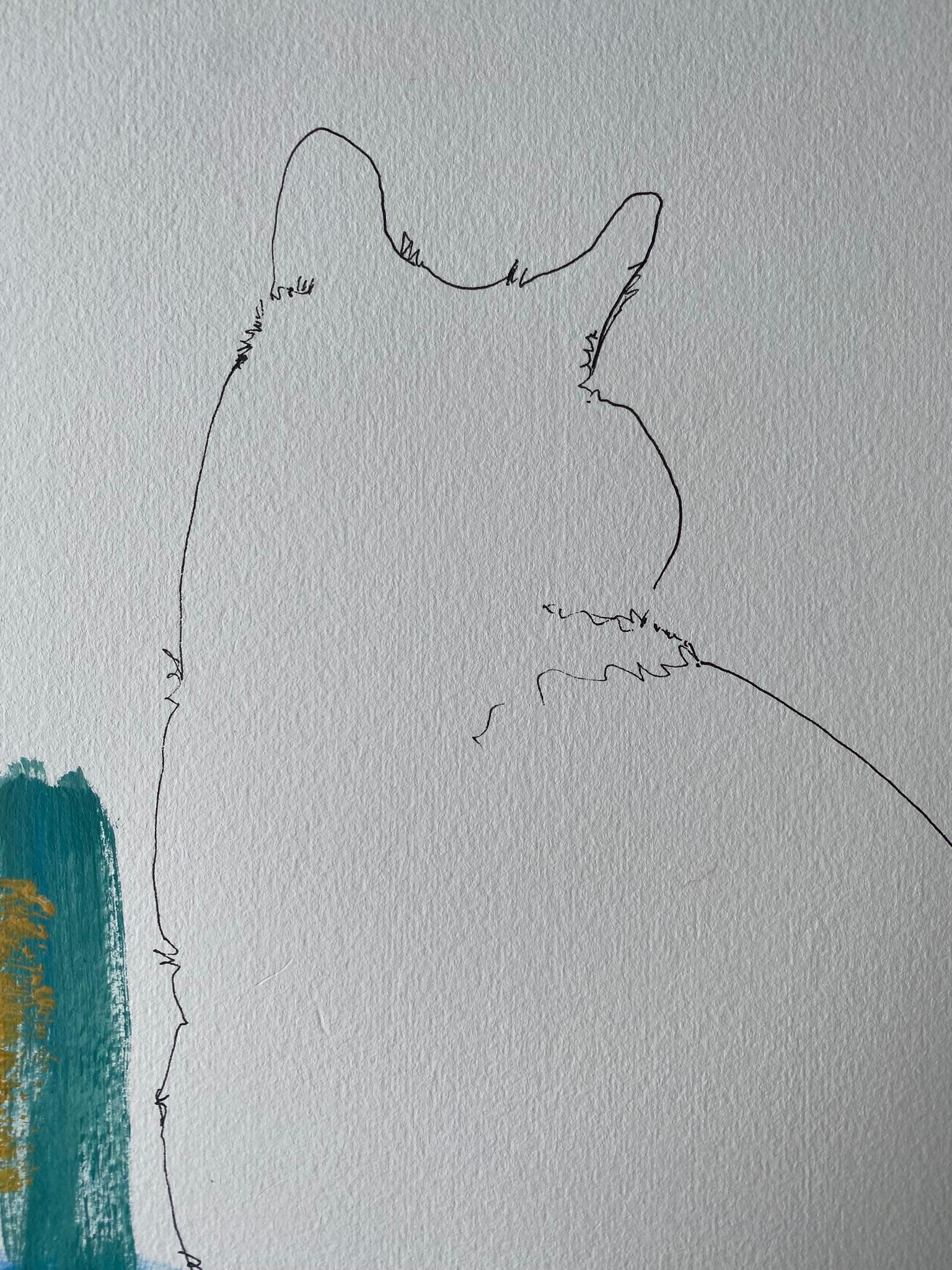 Breakfast with Cat Series-Original Set-British Award Artist-oil, ink on papers For Sale 7
