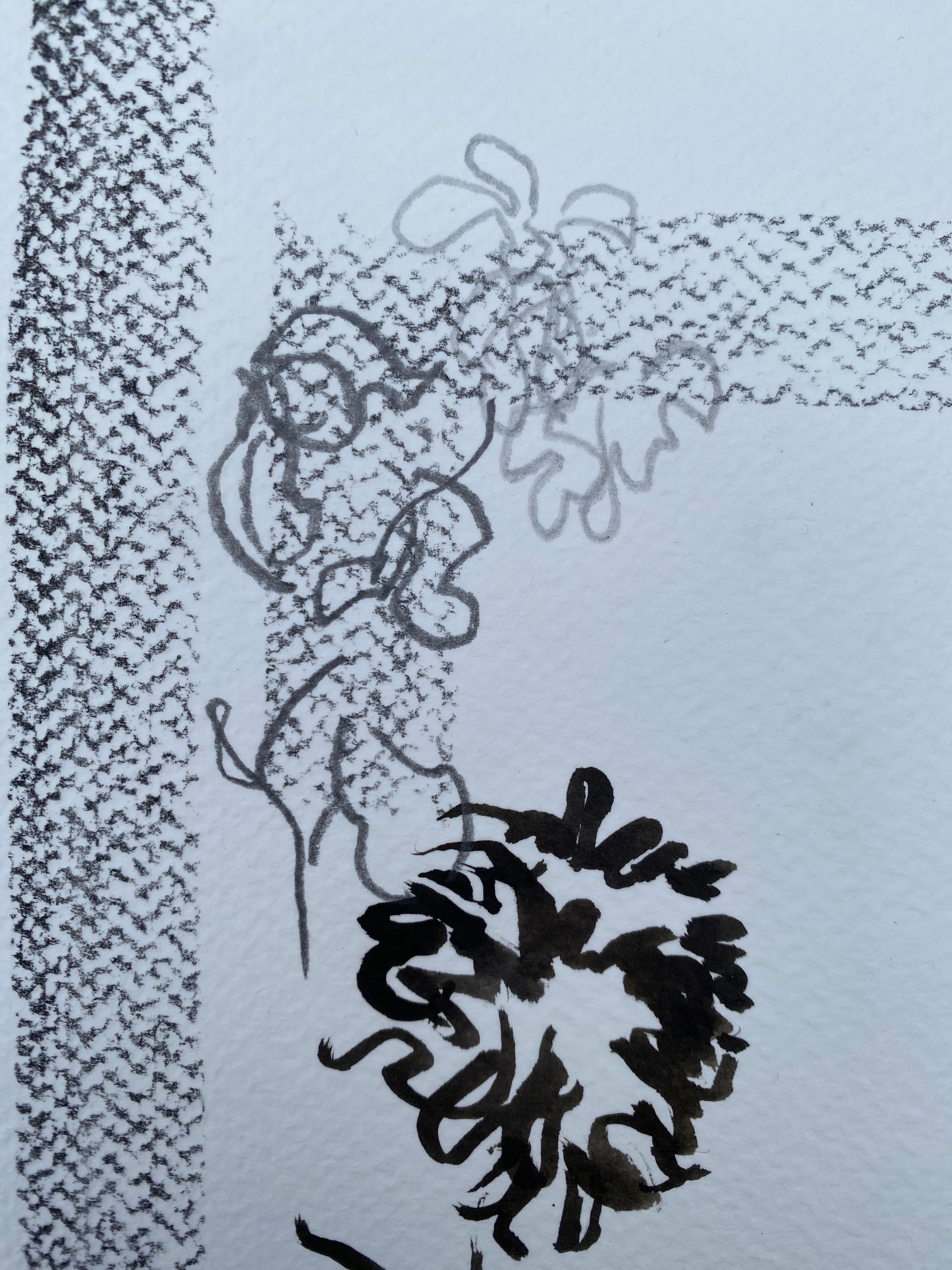 Original-Drawing Time-Dahlias&Gladiolus PleinAir-Artista británico premiado-tinta sobre papel en venta 3