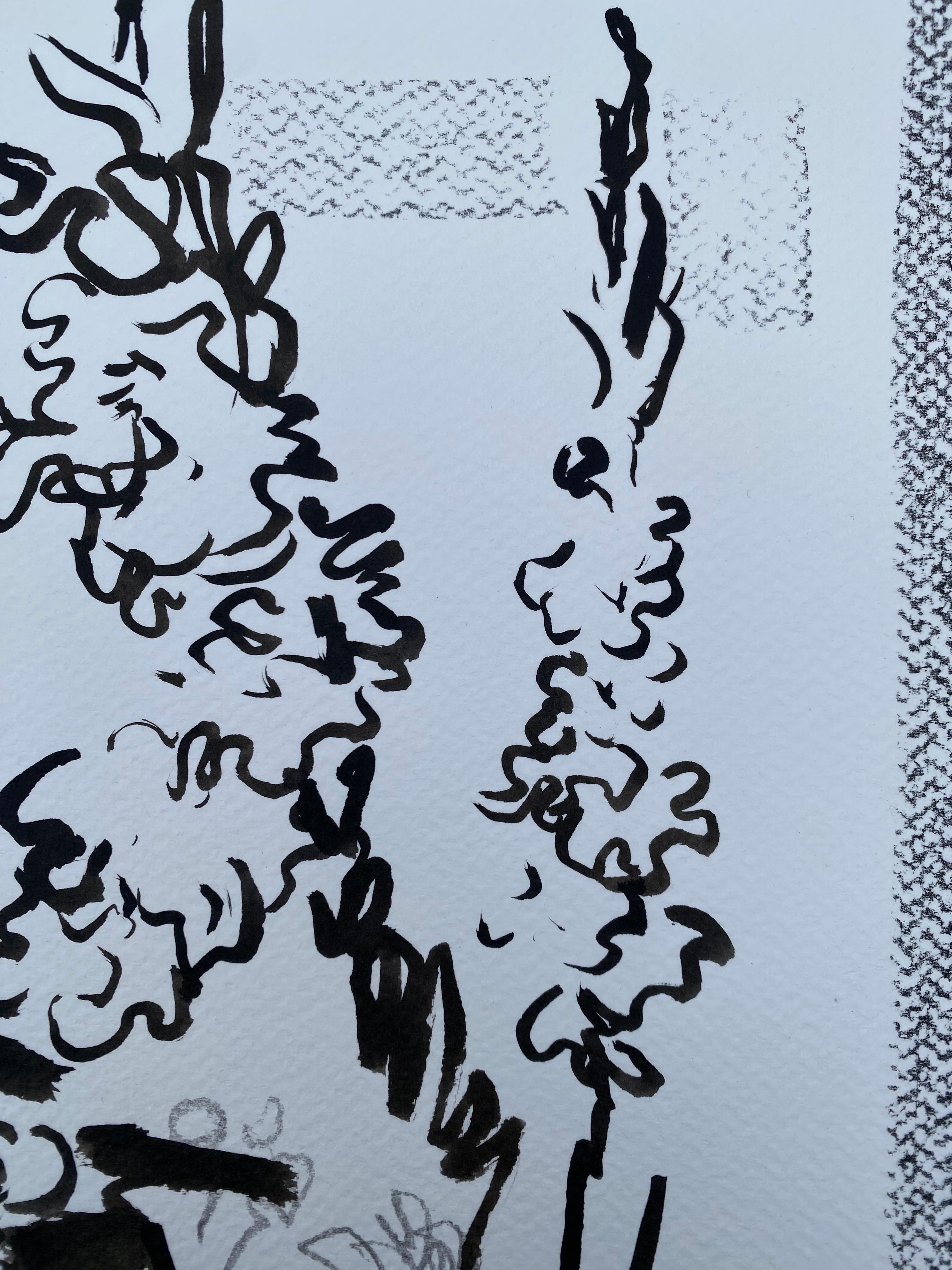 Original-Drawing Time-Dahlias&Gladiolus PleinAir-Artista británico premiado-tinta sobre papel en venta 11