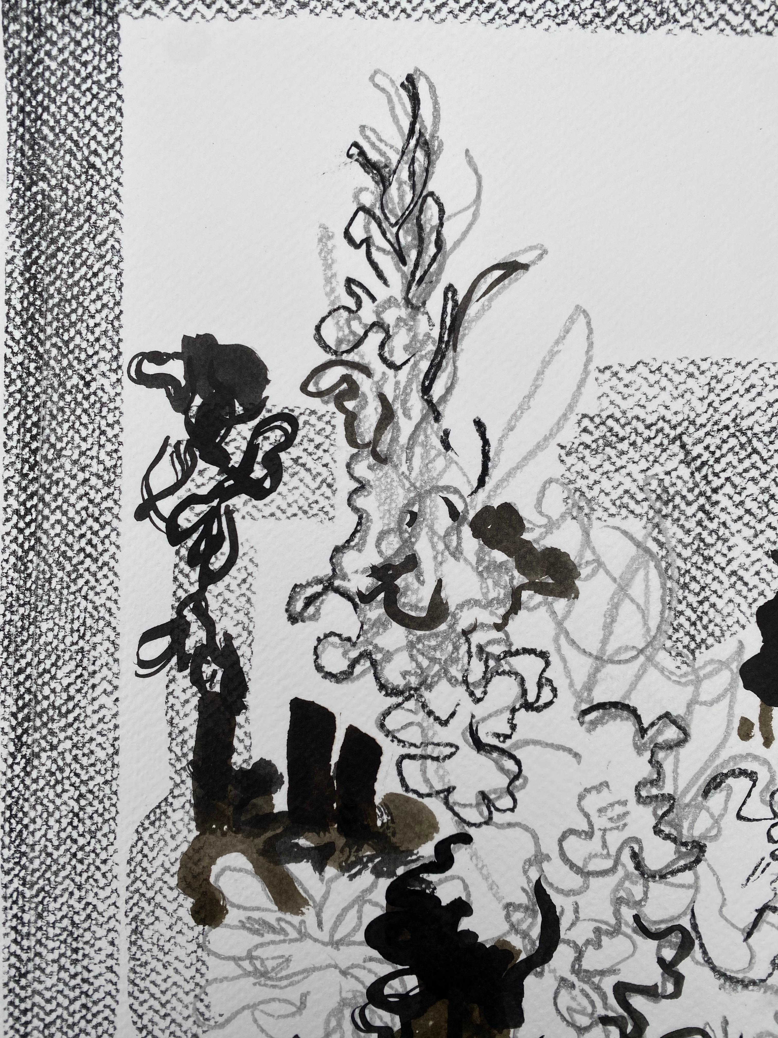 Dessin original Time Series-Gladiolus-PleinAir-Artiste récompensé par la Grande-Bretagne-Encre sur papier en vente 1