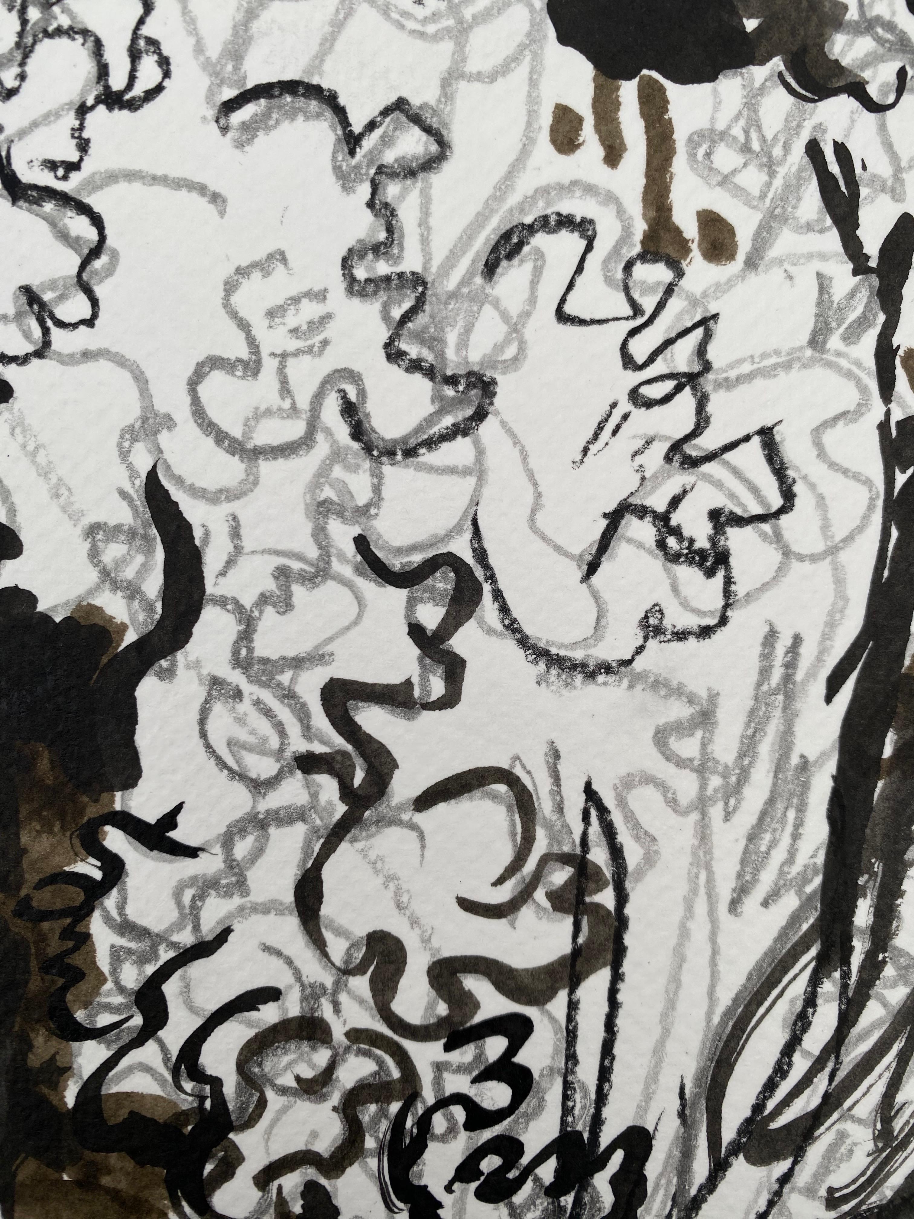 Dessin original Time Series-Gladiolus-PleinAir-Artiste récompensé par la Grande-Bretagne-Encre sur papier en vente 3
