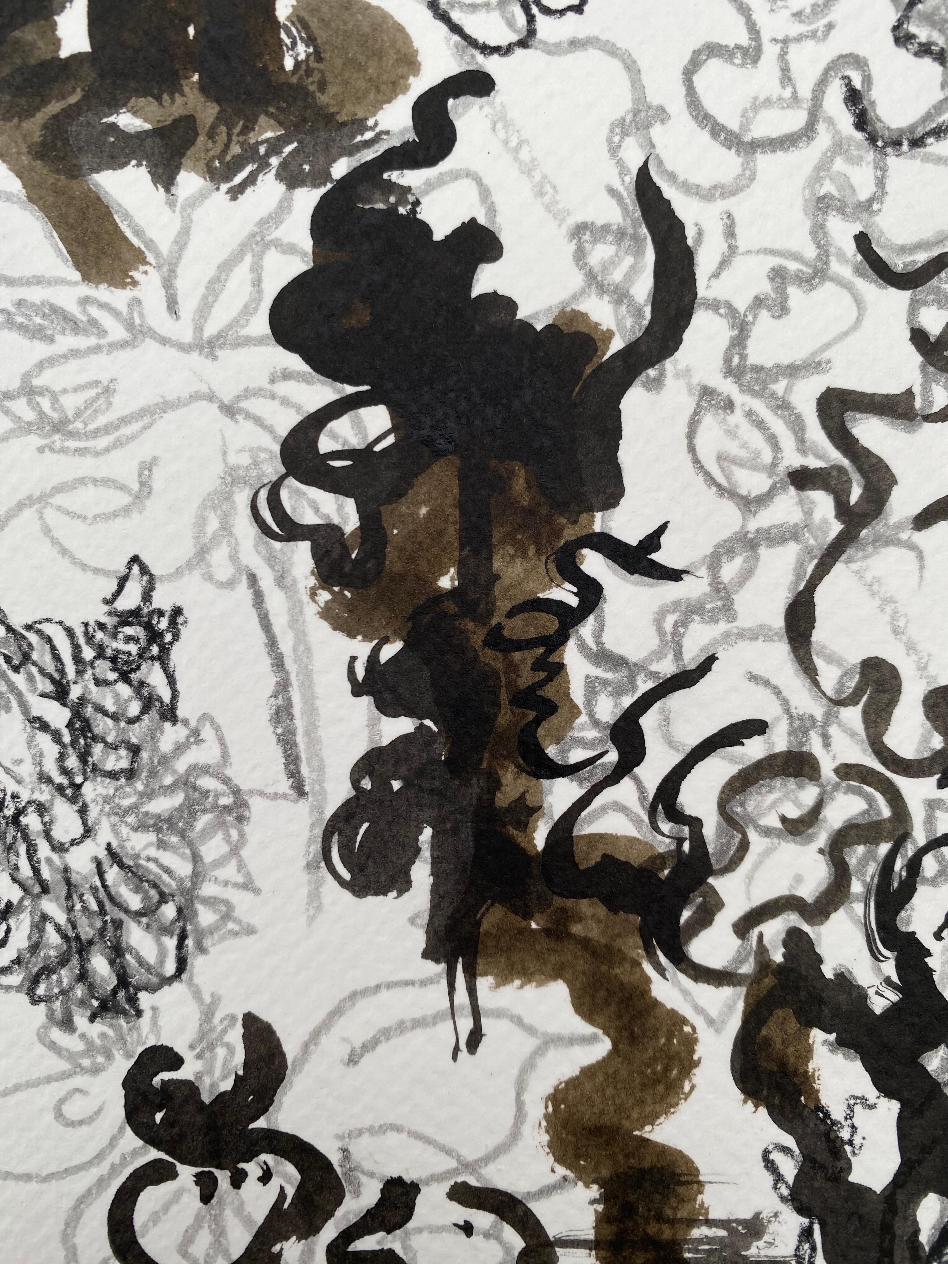 Dessin original Time Series-Gladiolus-PleinAir-Artiste récompensé par la Grande-Bretagne-Encre sur papier en vente 6