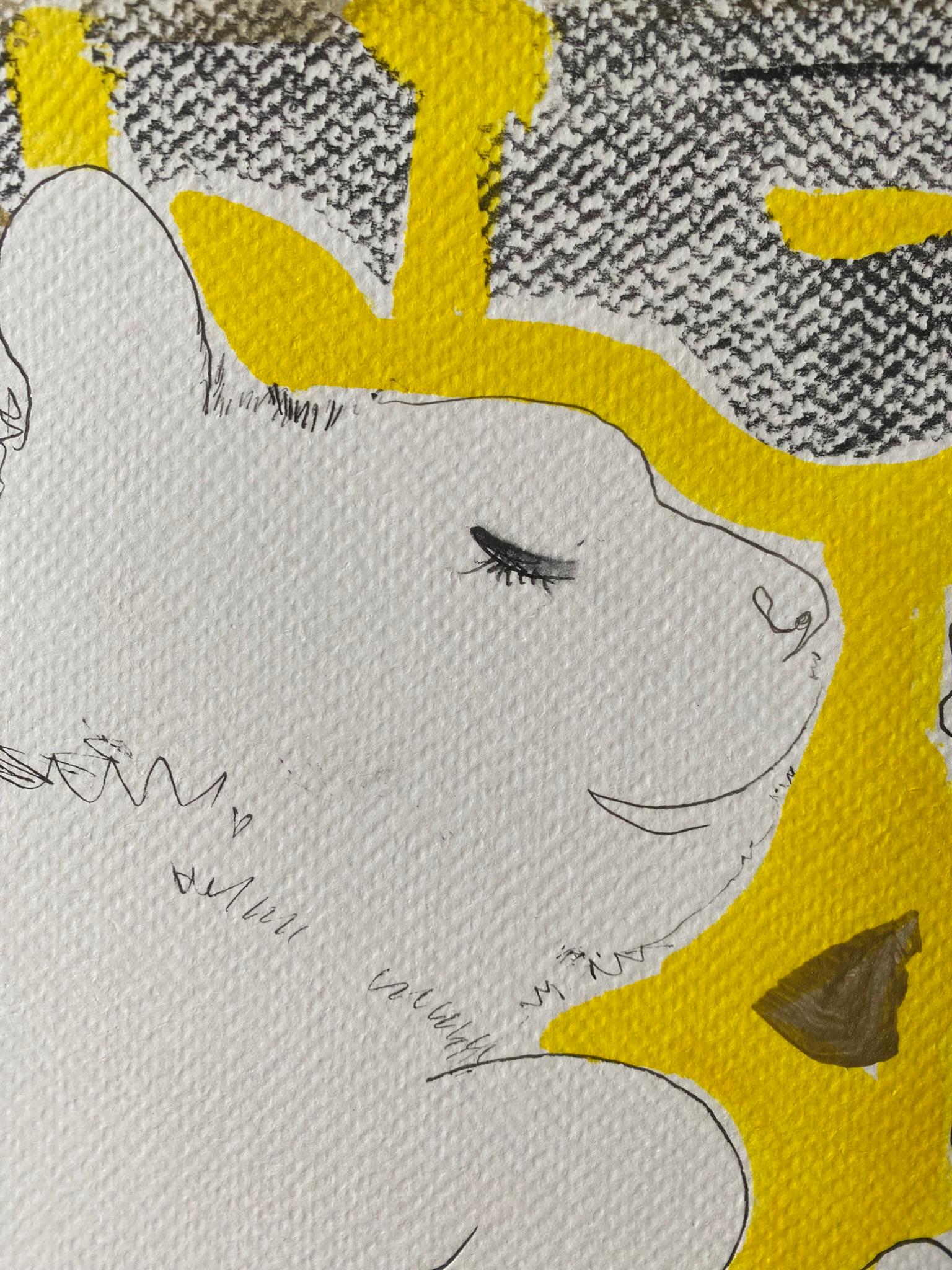 Originale-Gatto con dalie-Serie di preghiera-Artista britannico premiato-Inchiostro su carta 6