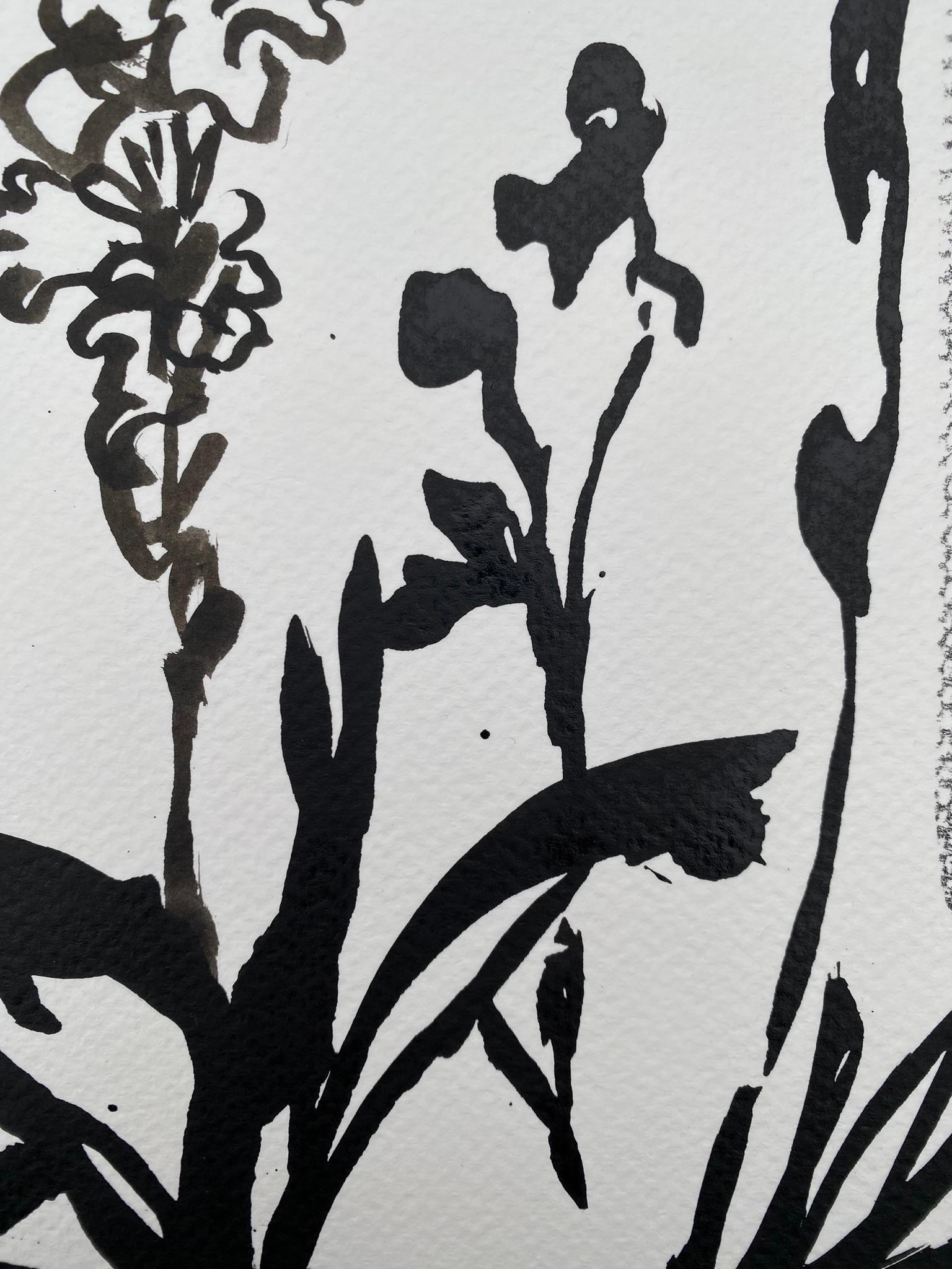 Triptyque original dessinant le temps-Gladiolus-PleinAir-Brit Award Artist-ink on papier en vente 6