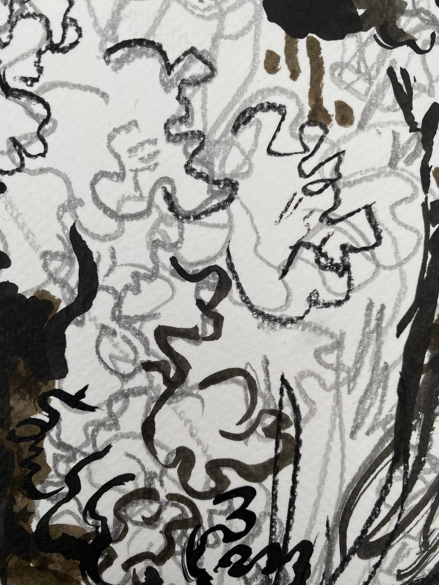 Triptyque original dessinant le temps-Gladiolus-PleinAir-Brit Award Artist-ink on papier en vente 15