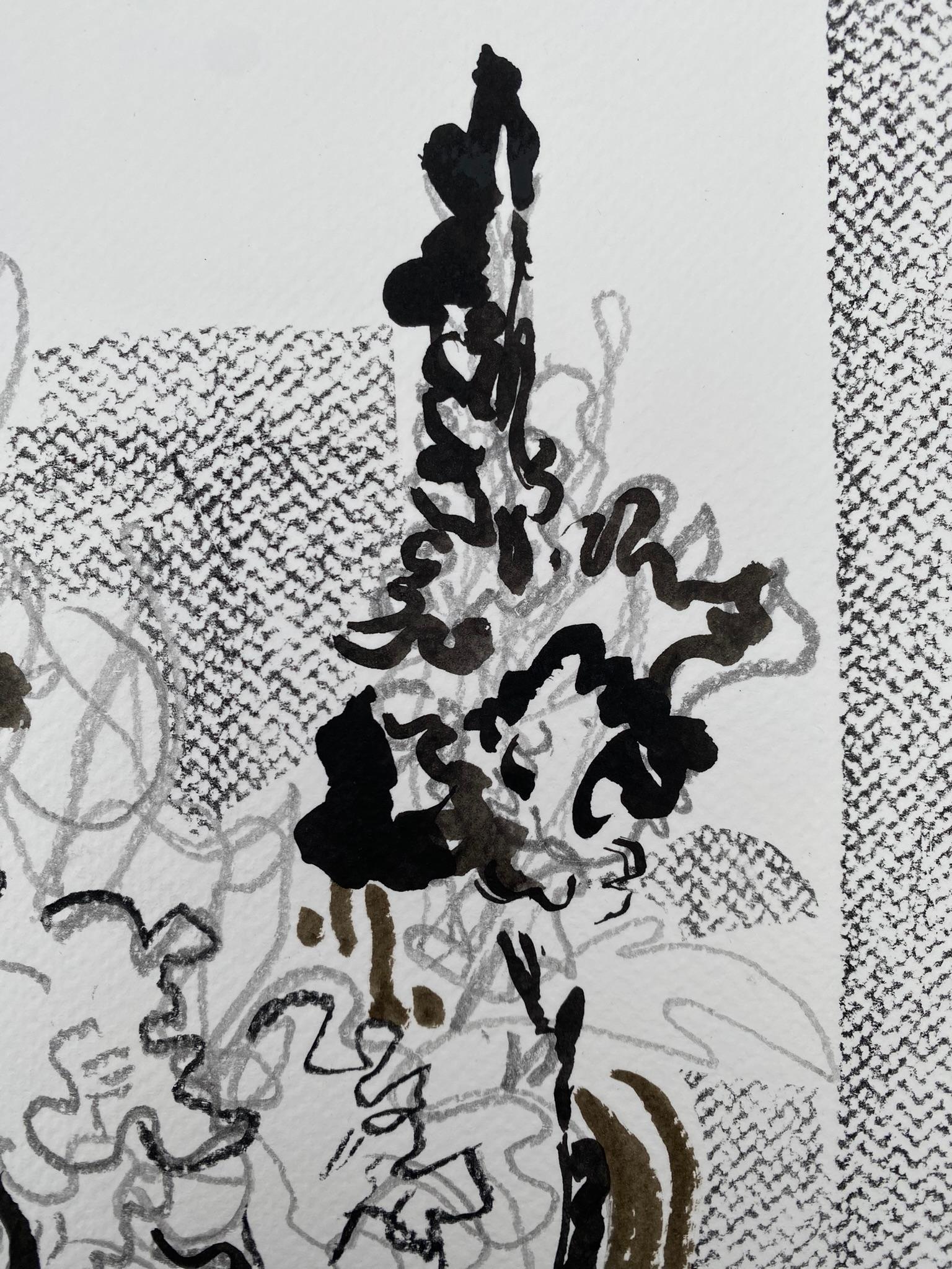 Triptyque original dessinant le temps-Gladiolus-PleinAir-Brit Award Artist-ink on papier en vente 12