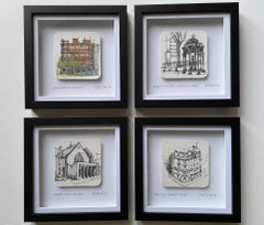 Original 4 Drawings-a collection-Scotland project-4 framed Floating 3D effect