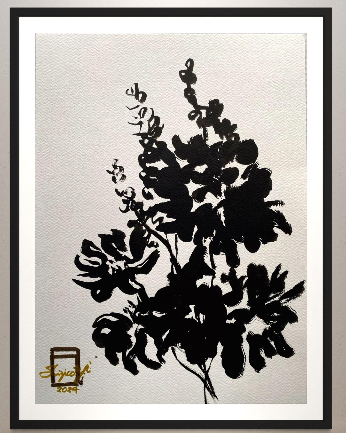 Original Triptych Ink on papers-Dahlias-Plein Air-Brit Awarded Artist--Nostalgia 9