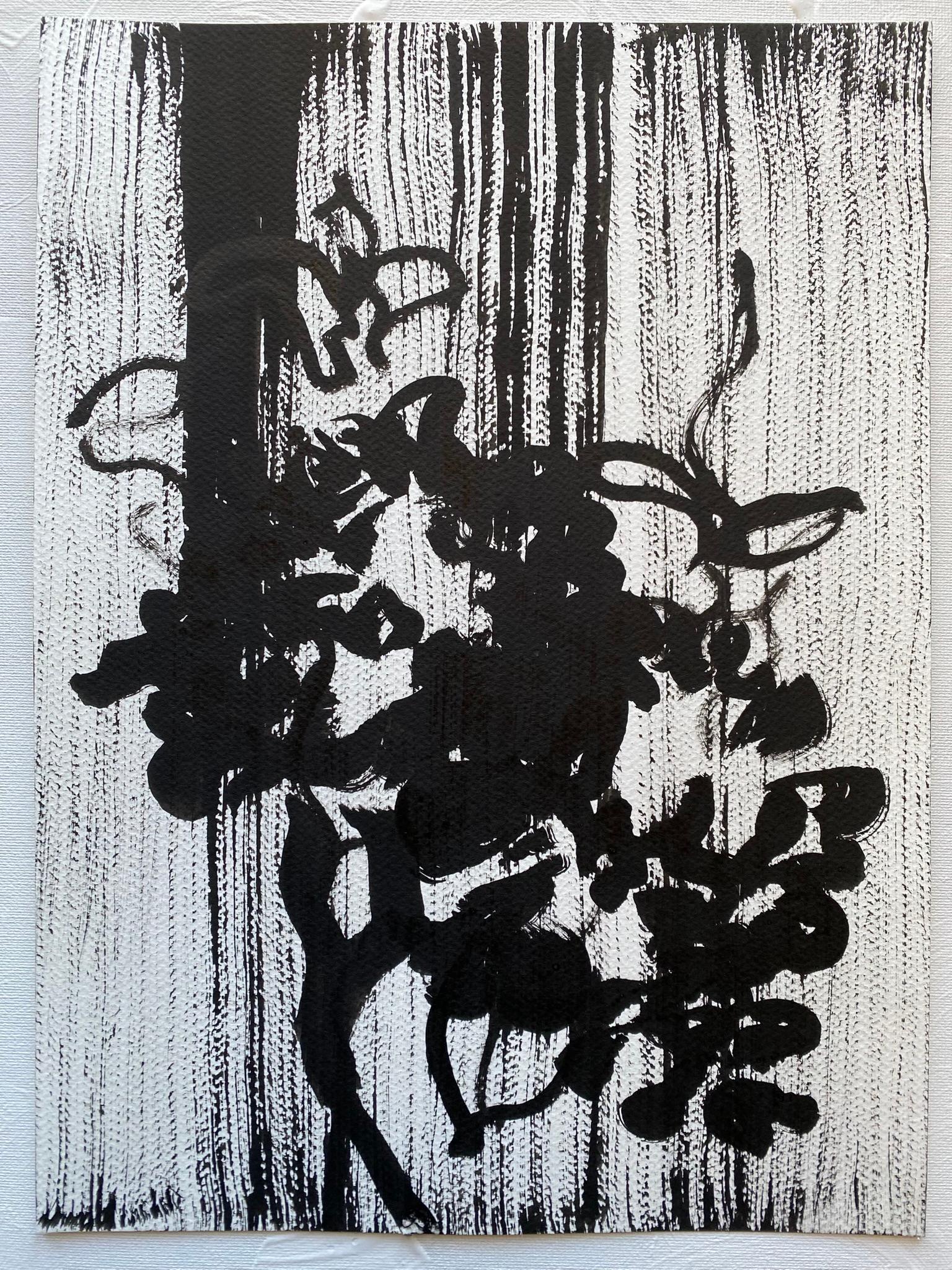 Original Diptychon Tinte auf Papieren-Dahlias in Hölzern-British Awarded Artist-Nostalgia (Abstrakter Expressionismus), Painting, von Shizico Yi