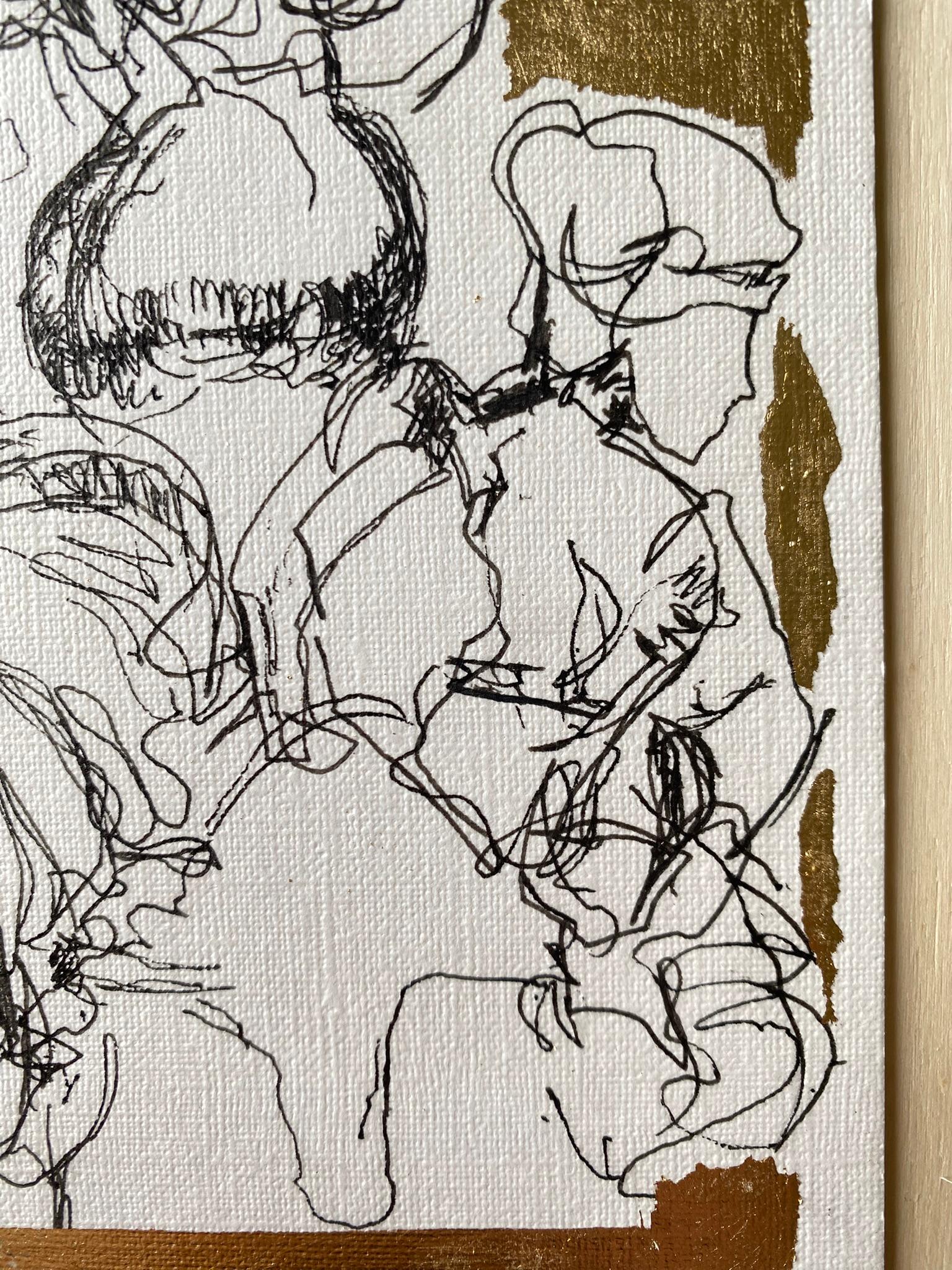 Original Angels of London-Diptych British Awarded Artist-Ink+gold leaf Drawing For Sale 2