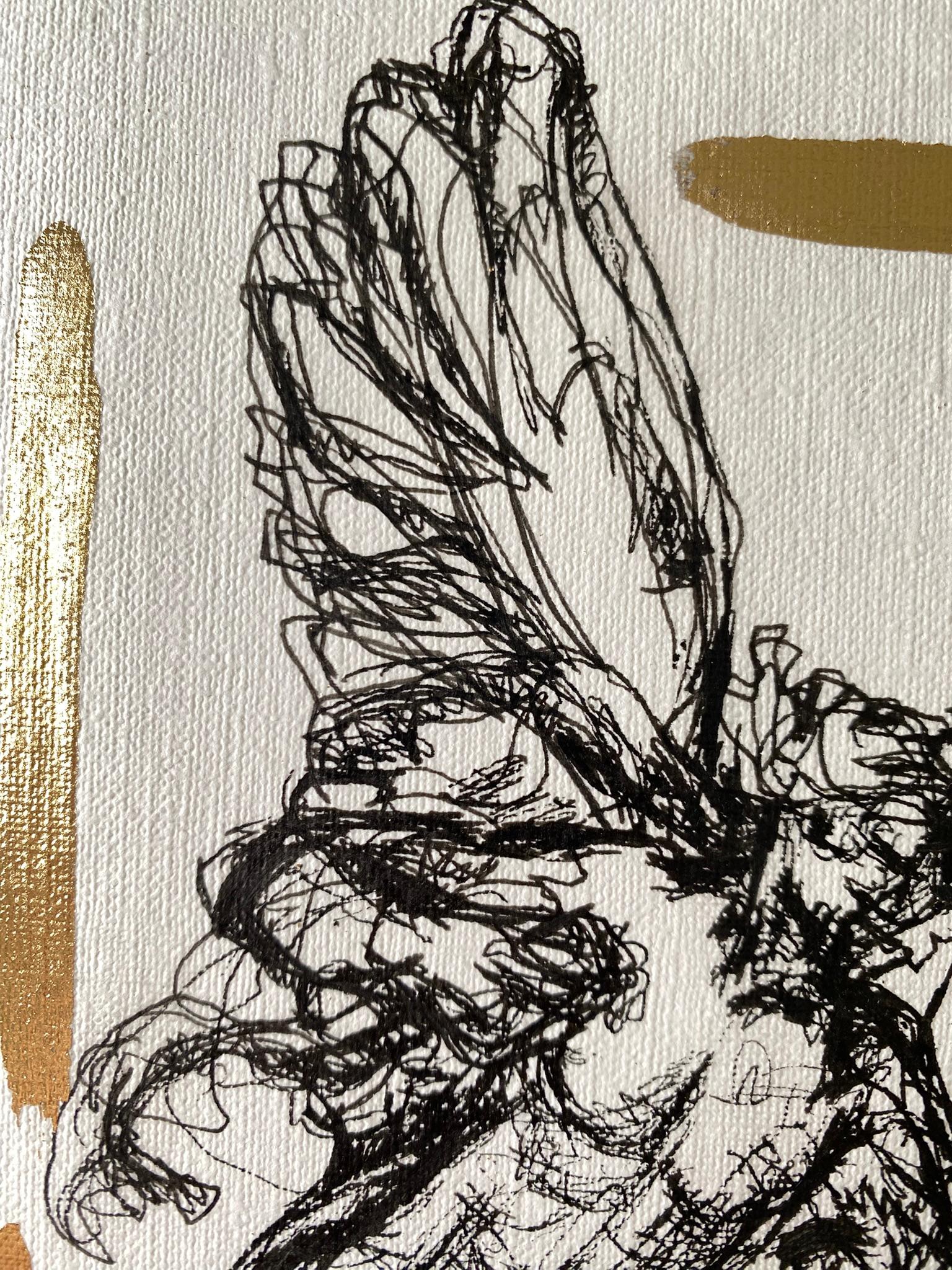Original Angels of London-Diptych British Awarded Artist-Ink+gold leaf Drawing For Sale 8