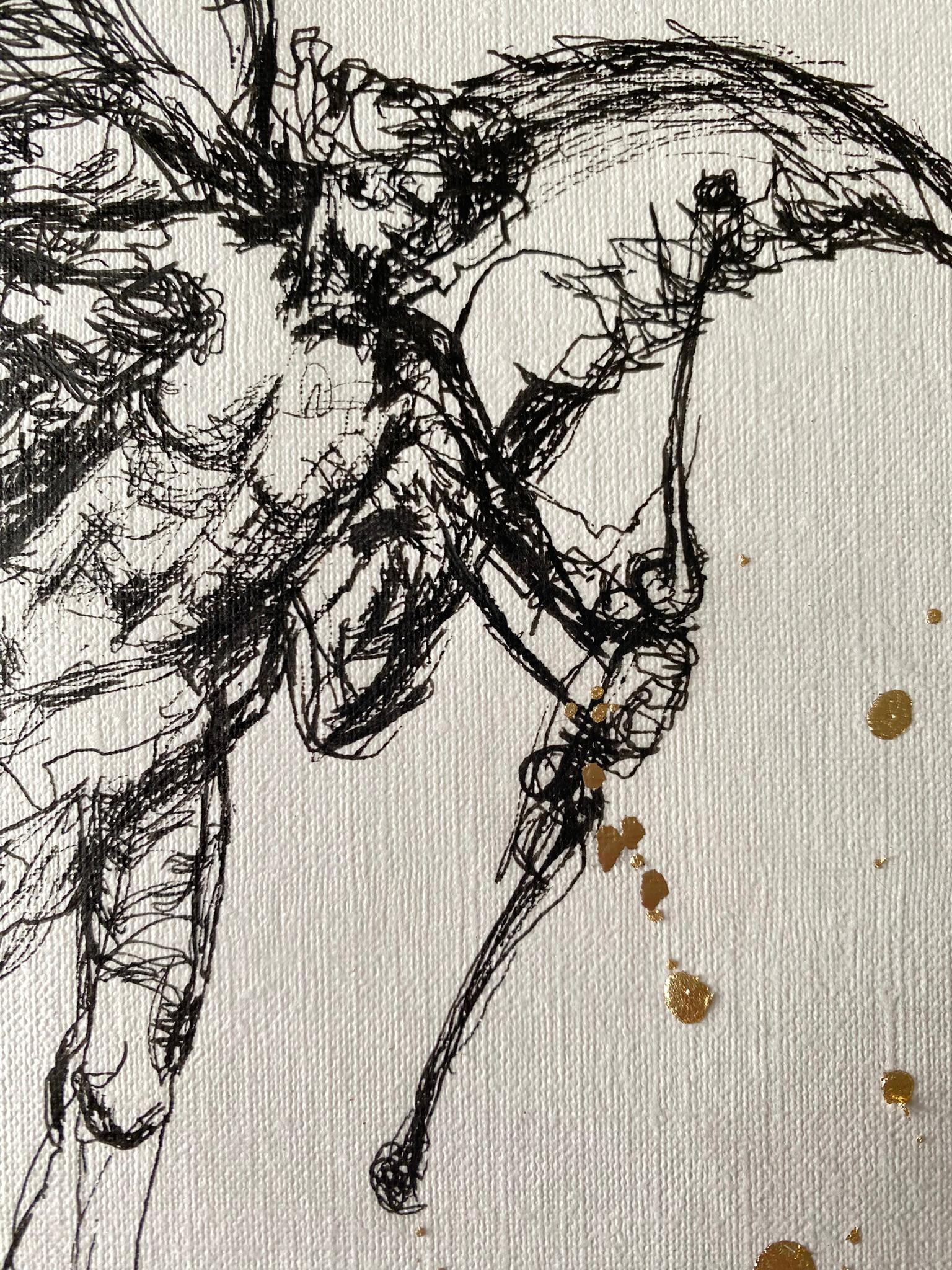 Original Angels of London-Diptych British Awarded Artist-Ink+gold leaf Drawing For Sale 7