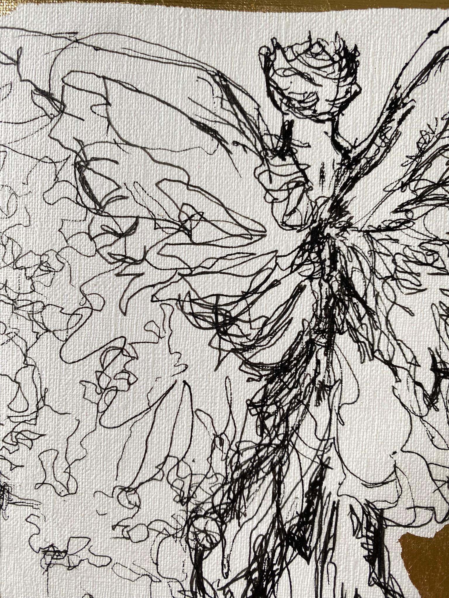 Original Angels of London-Diptych British Awarded Artist-Ink+gold leaf Drawing For Sale 3