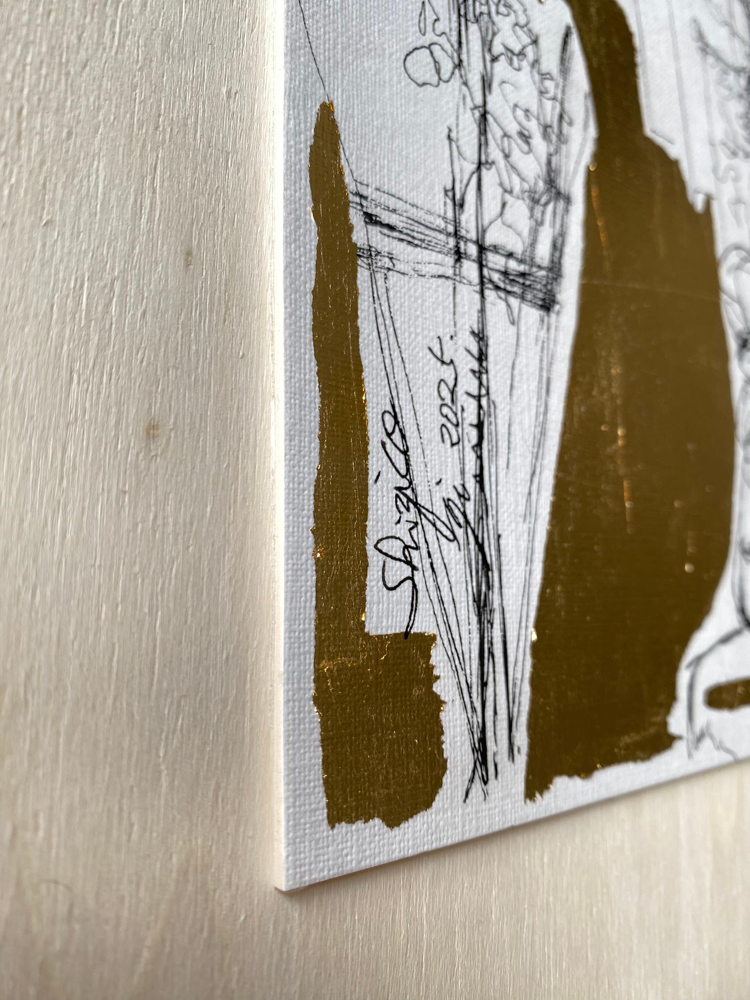 Original Angels of London-Diptych British Awarded Artist-Ink+gold leaf Drawing For Sale 11