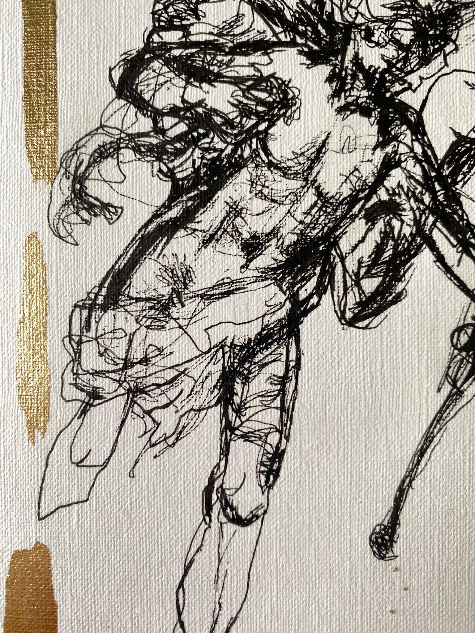 Original Angels of London-Diptych British Awarded Artist-Ink+gold leaf Drawing For Sale 9