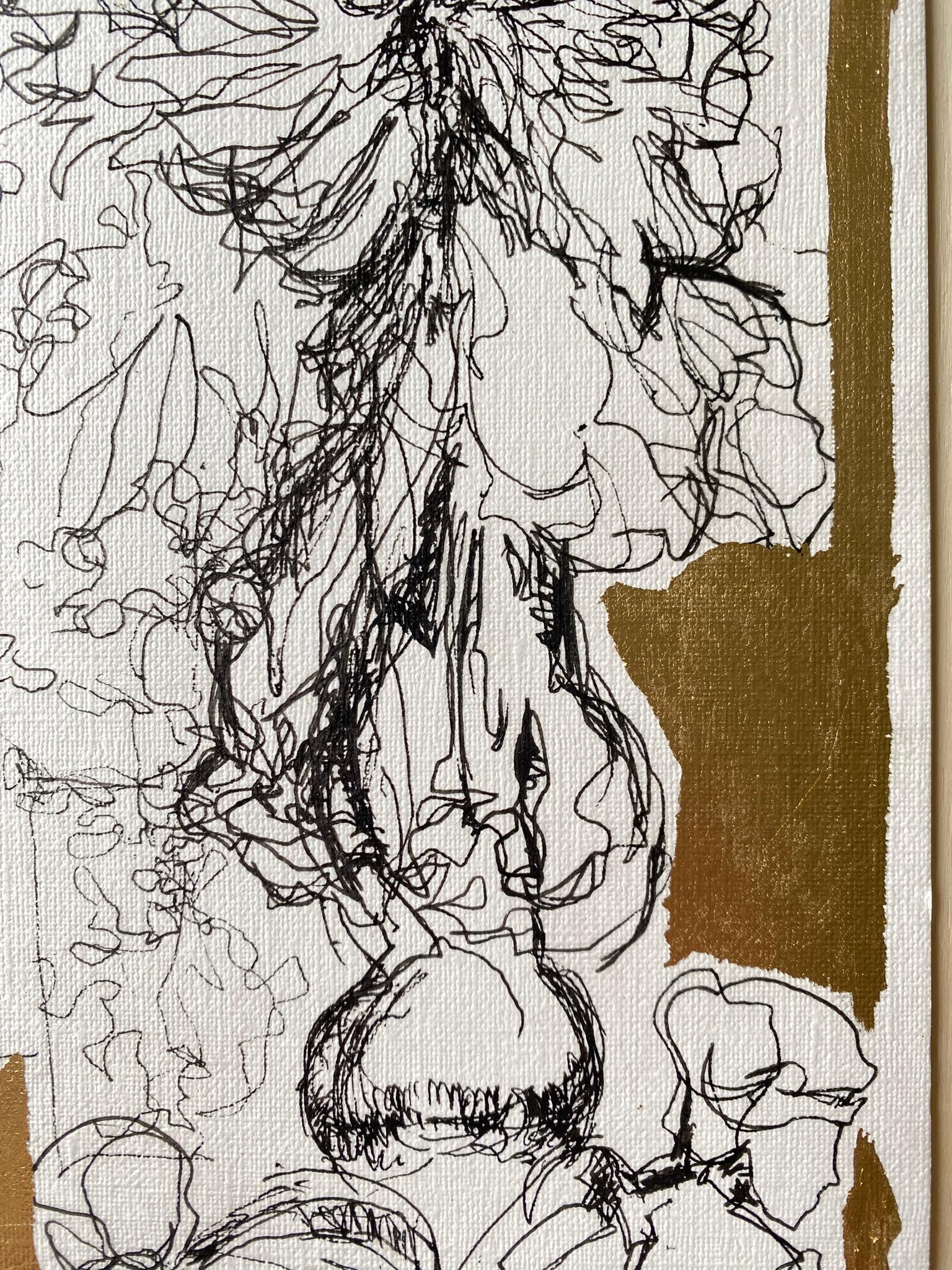 Original From London with Love-British Awarded Artist- Ink+Gold leaf Drawing For Sale 5