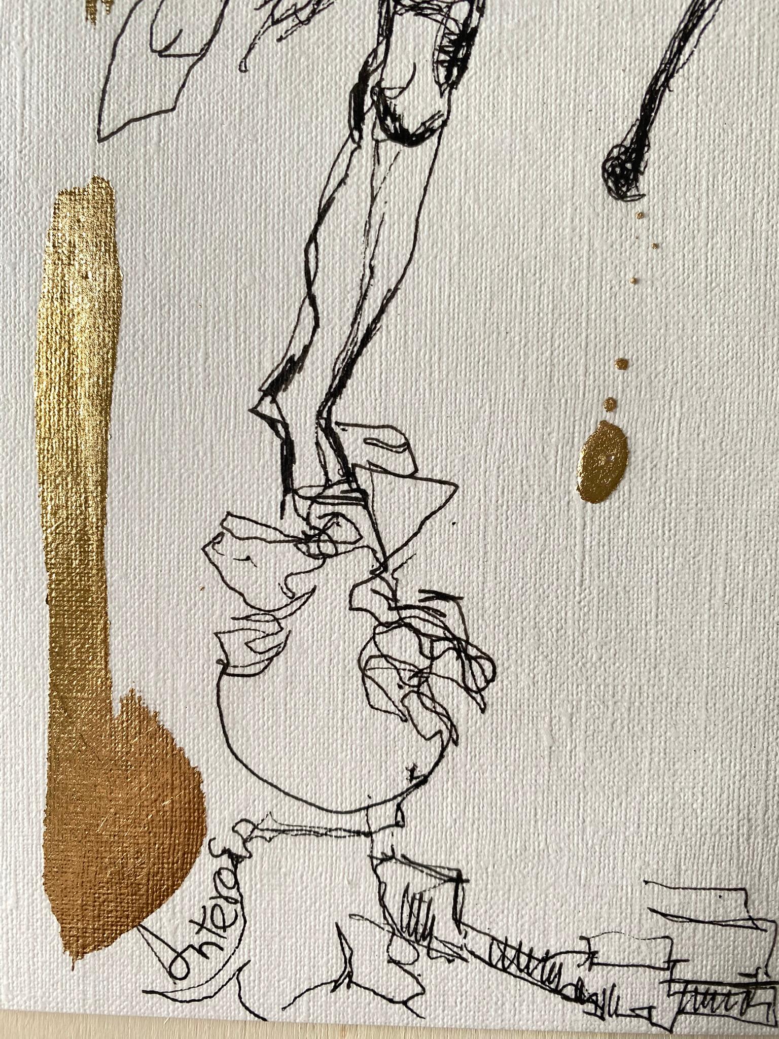 Dessin original à l'encre et à la feuille d'or - Artistique britannique primé - De Londres avec amour en vente 3