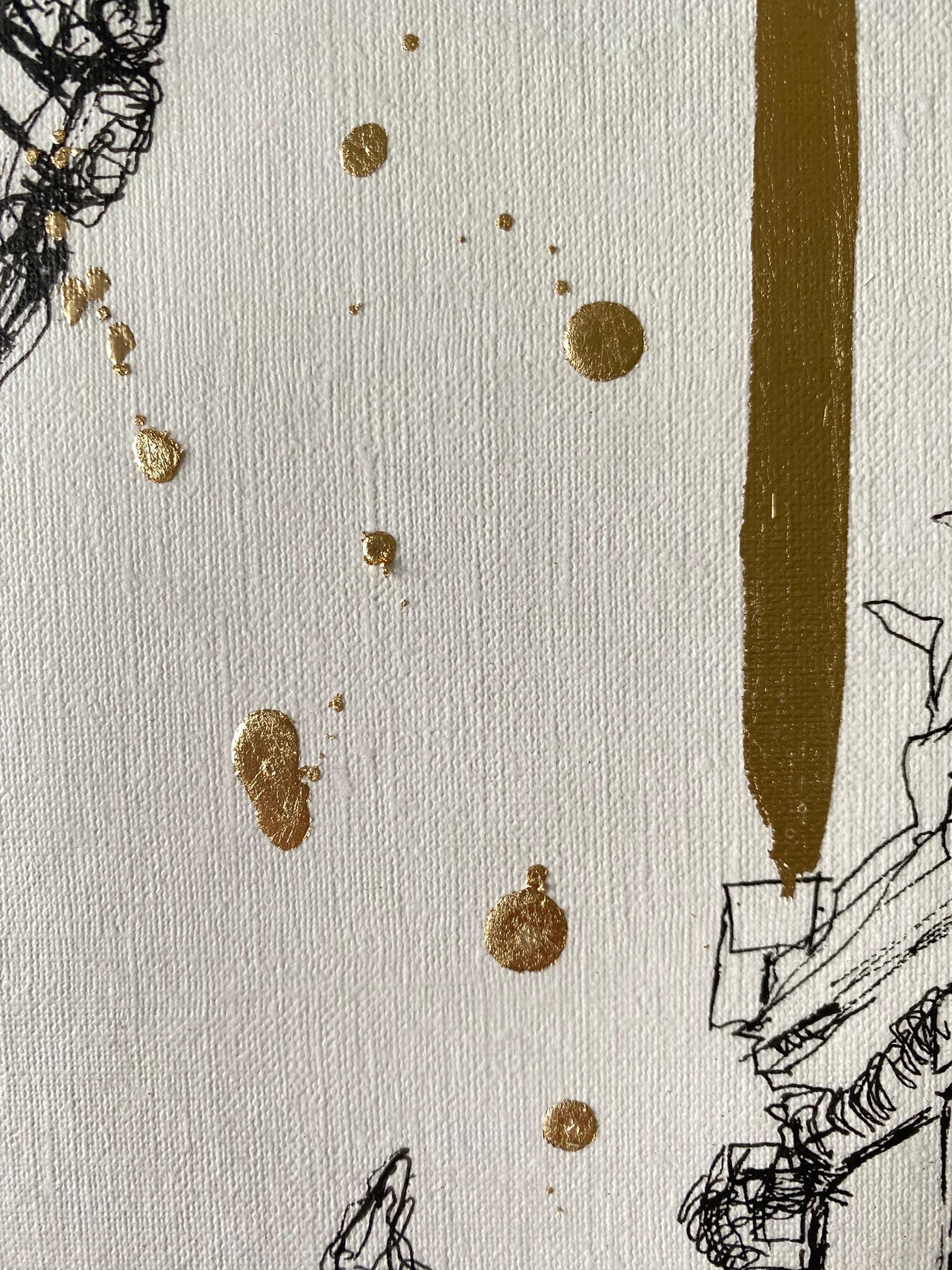 Dessin original à l'encre et à la feuille d'or - Artistique britannique primé - De Londres avec amour en vente 7