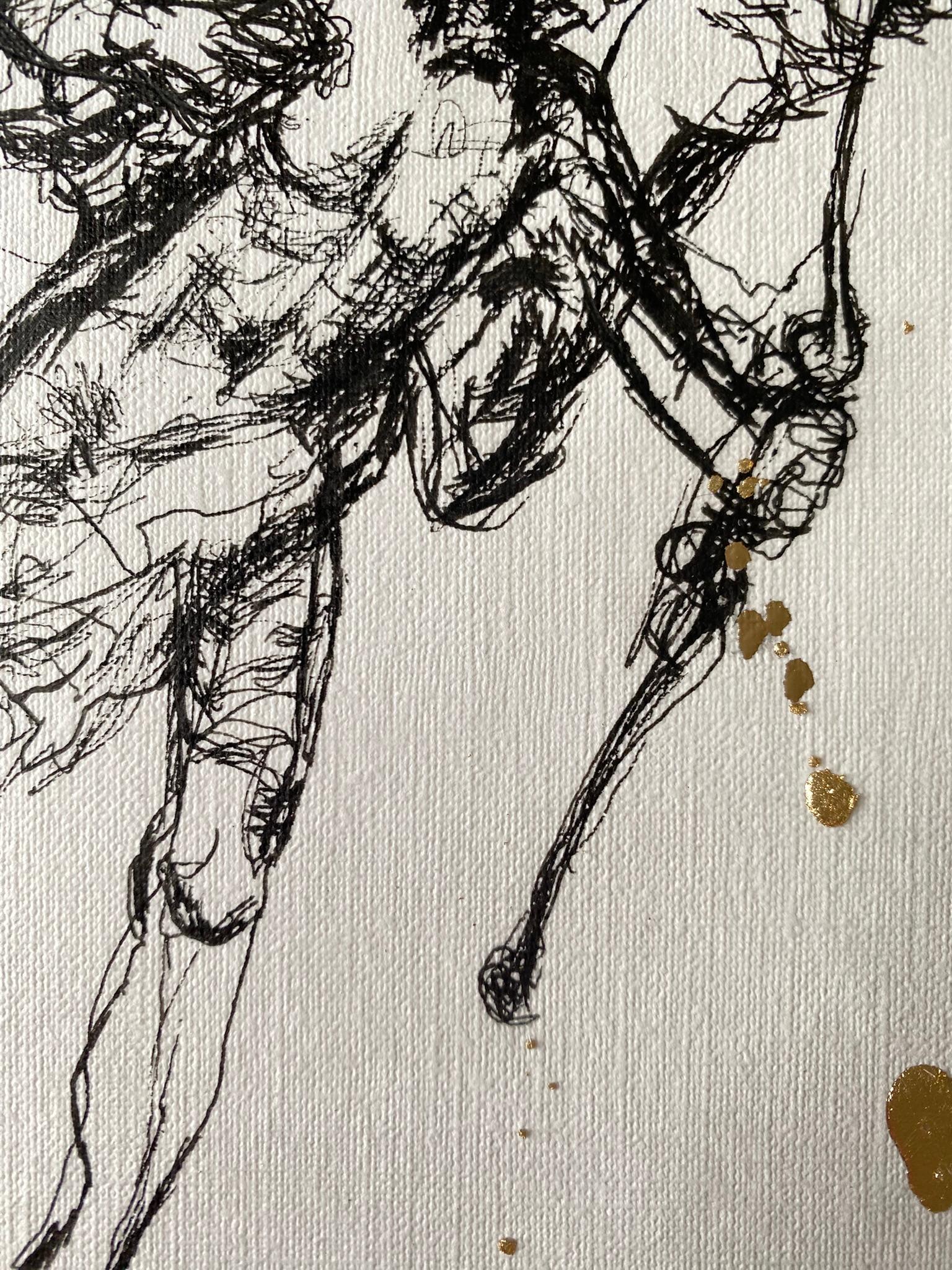 Dessin original à l'encre et à la feuille d'or - Artistique britannique primé - De Londres avec amour en vente 4