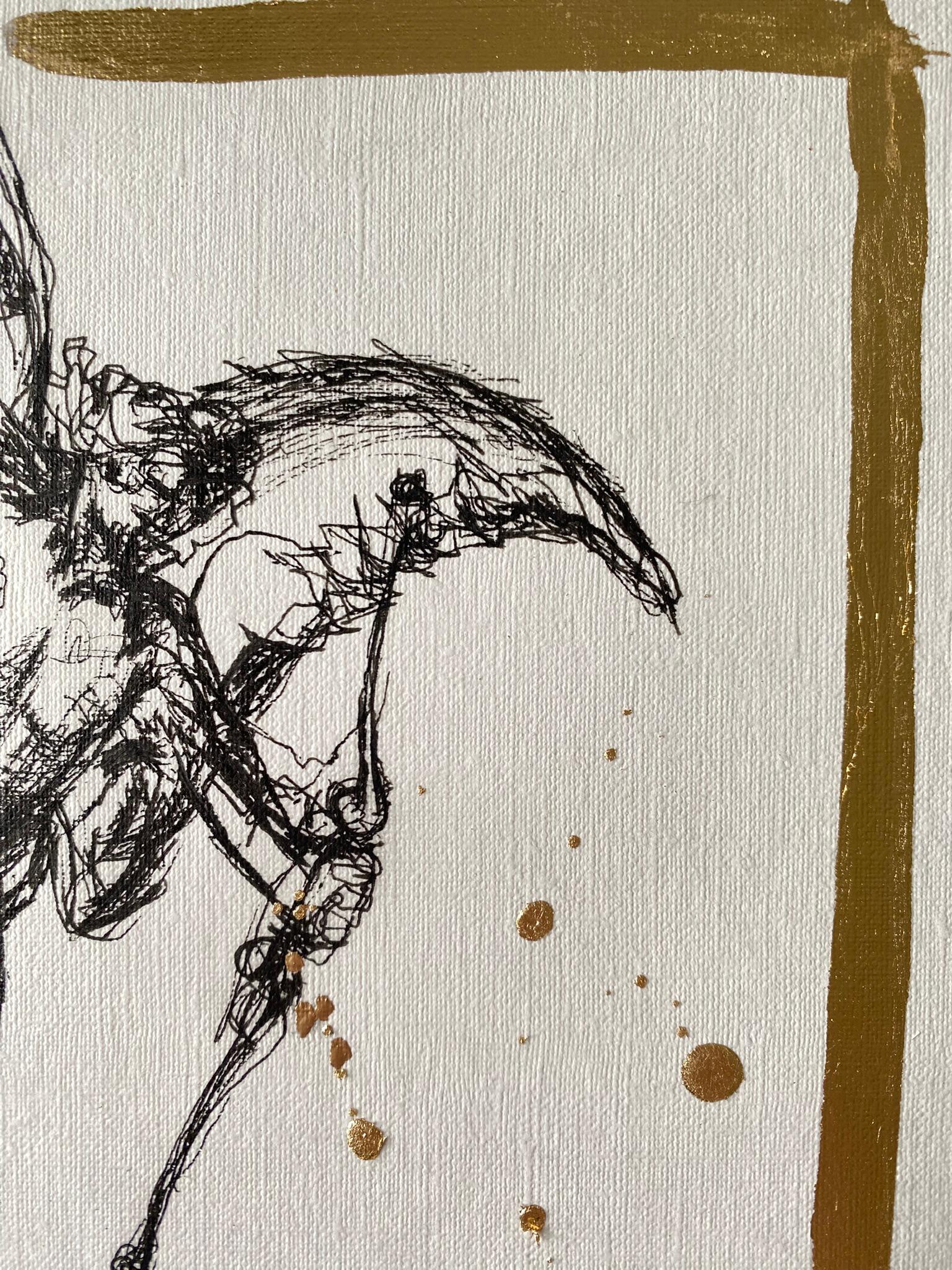 Dessin original à l'encre et à la feuille d'or - Artistique britannique primé - De Londres avec amour en vente 8