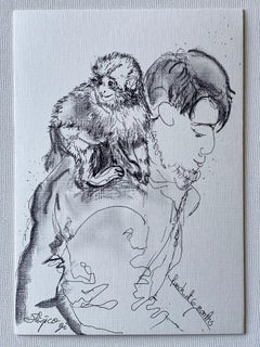 Original-Zeichnung-Punch-Tagebuch-6 Monate, auf Papas Schulter-British Awarded Artist