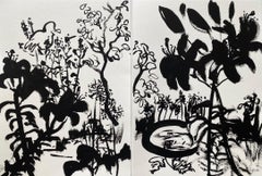 Dittico originale - "Drawing Time": "Garden Story" - Artista vincitore del Brit Award - Inchiostro su carta