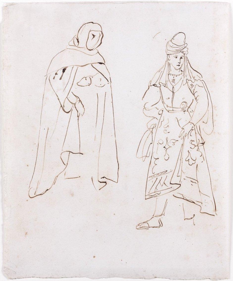 Orientalist Study, Original Drawing, Eugene Delacroix (1798 - 1863)