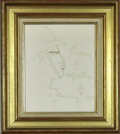 Drawing by Jean Cocteau, for his novel Thomas l'Imposteur, COA, Original Artwork