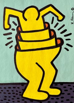 Vintage "Cup man", original felt pen drawing by Keith Haring