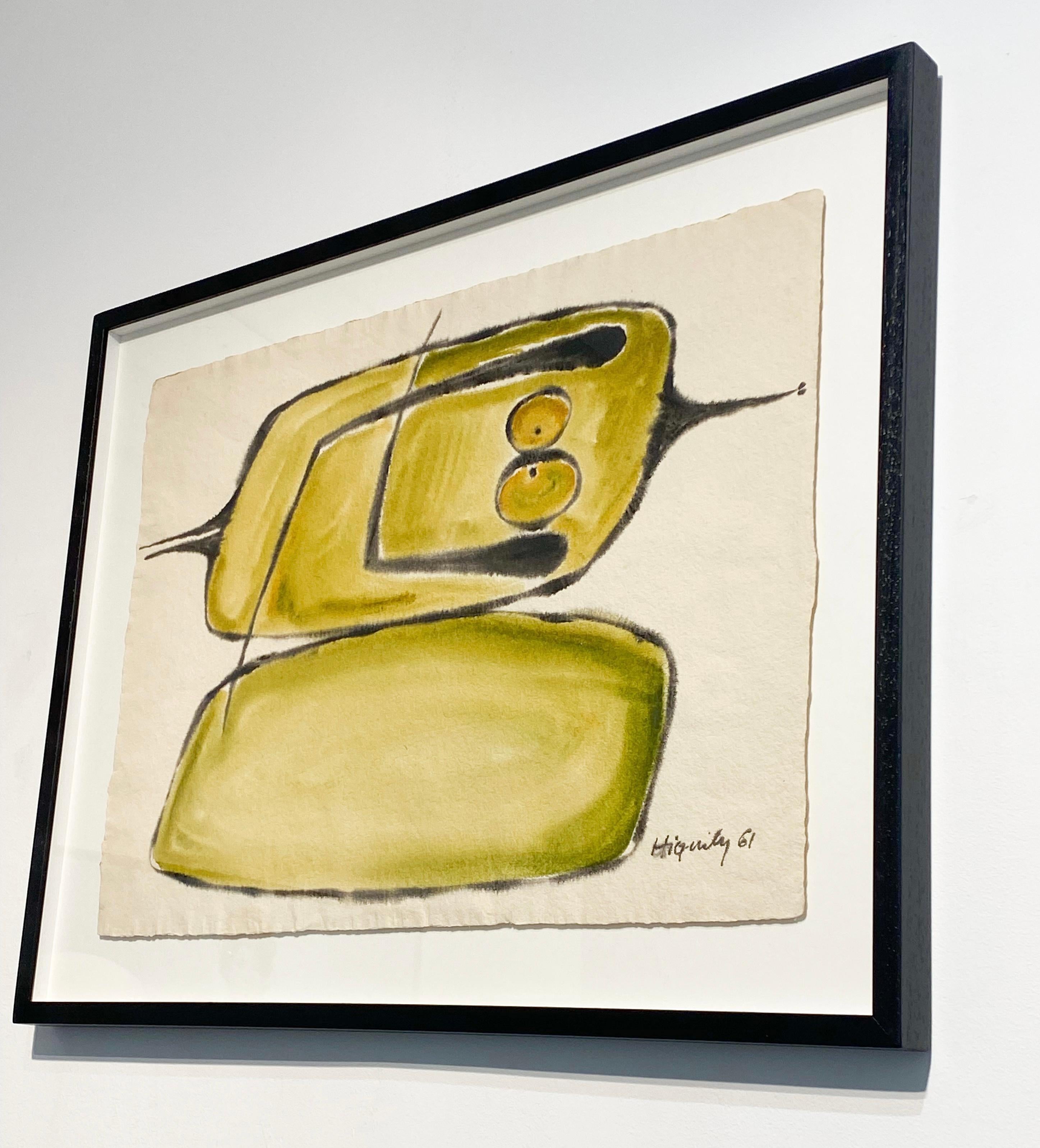 DESSIN - Beige Abstract Drawing by Philippe Hiquily