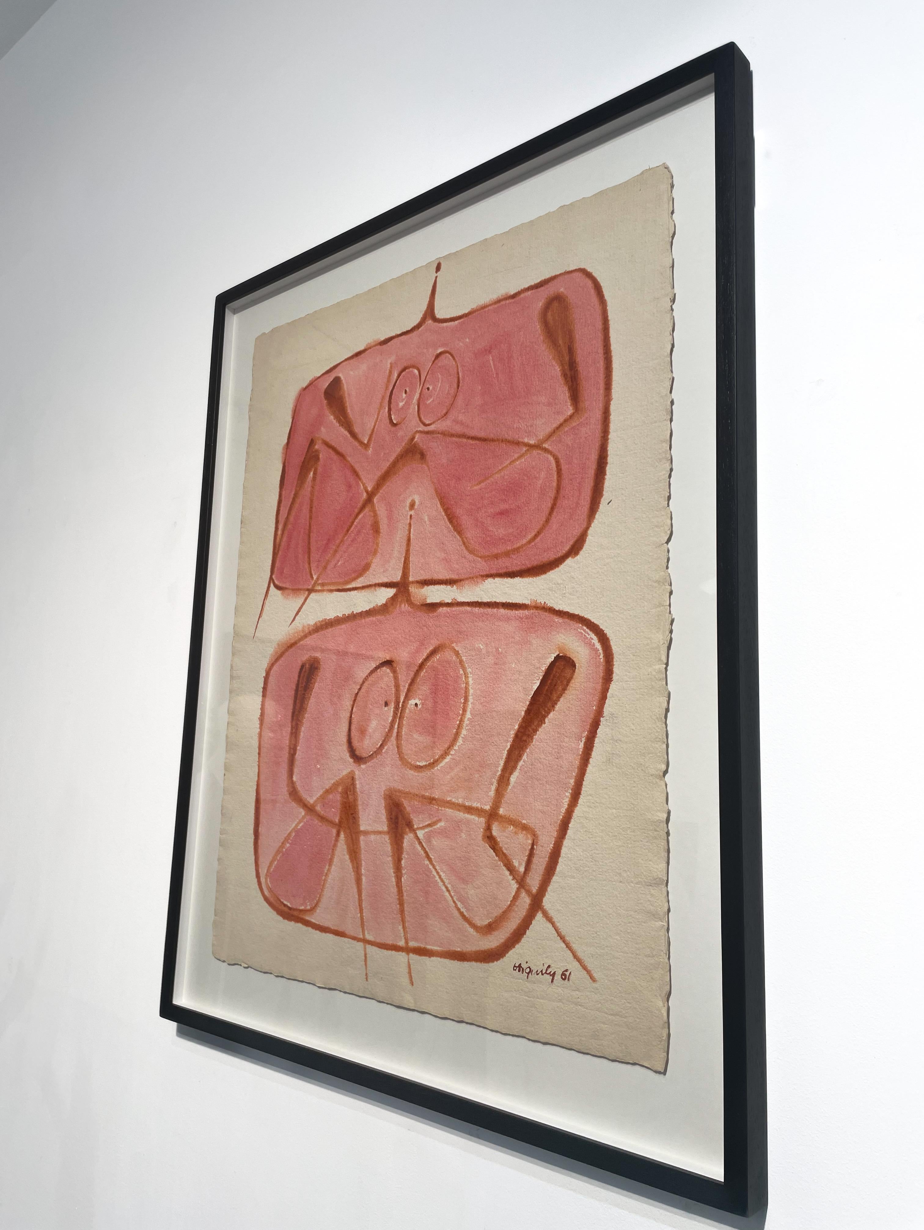 DESSIN - Abstract Drawing Beige de Philippe Hiquily