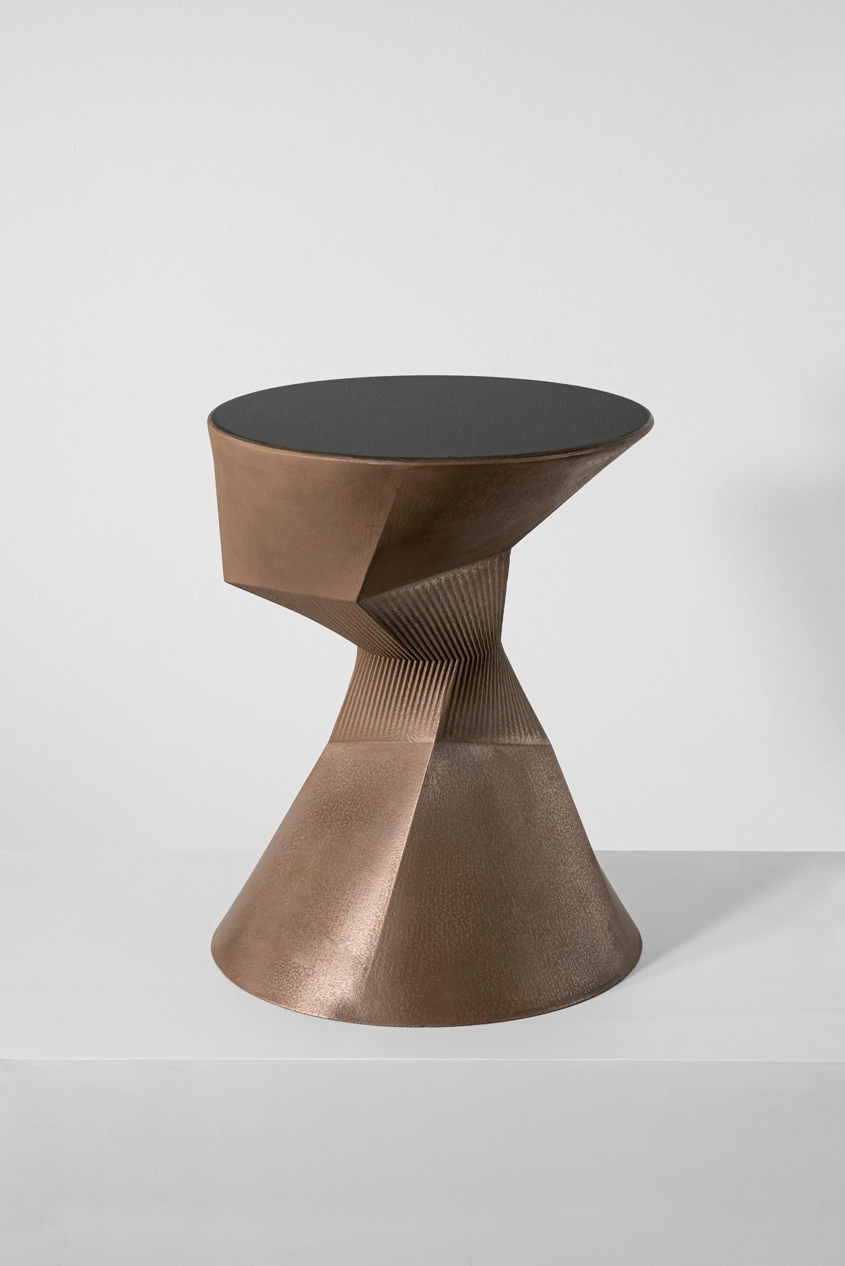 Sand in Motion Pleat Side Table Bronze - Art by ROSHAN