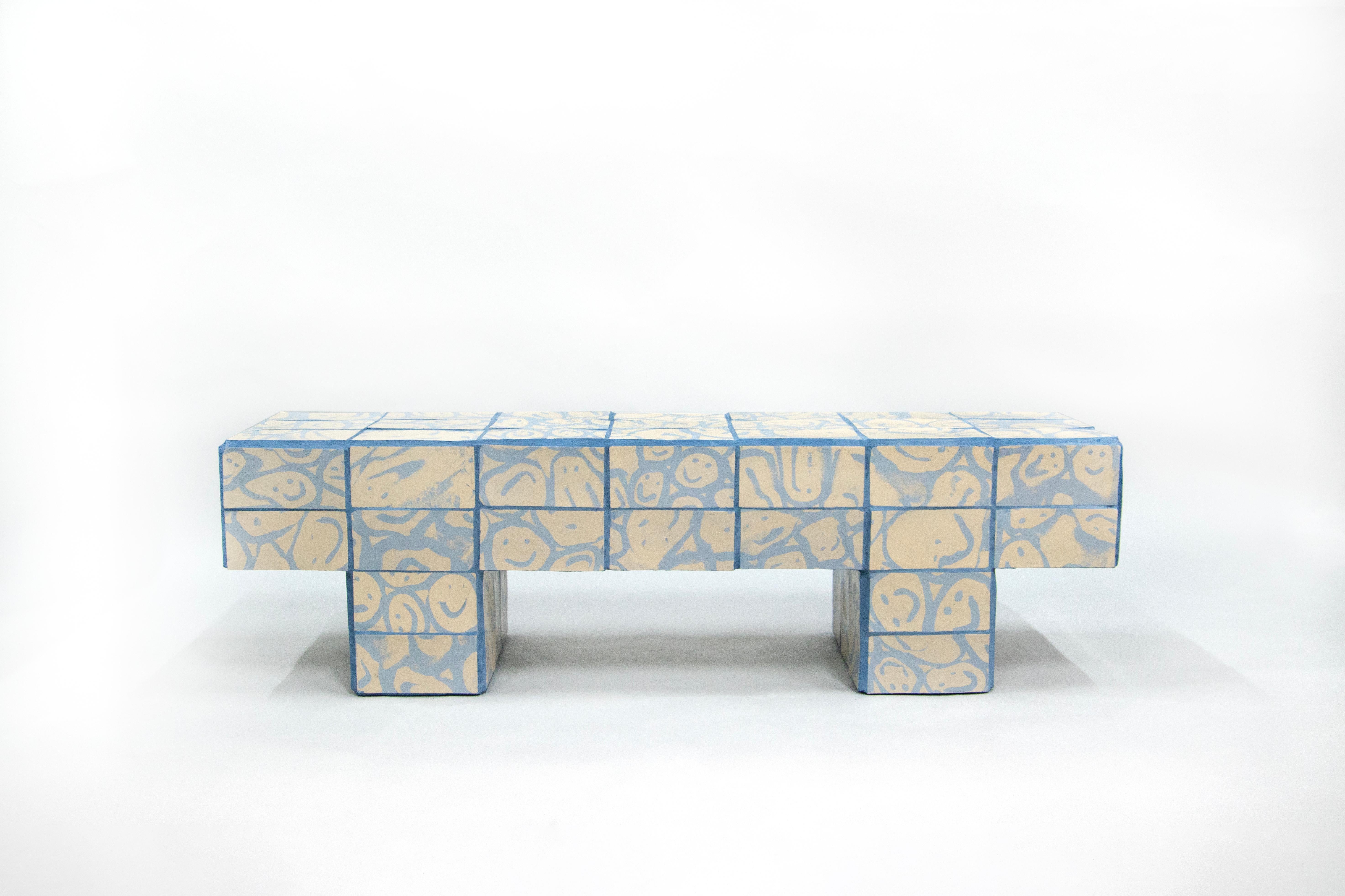 Happy Bench _ Blue - Art by Mickey Philips