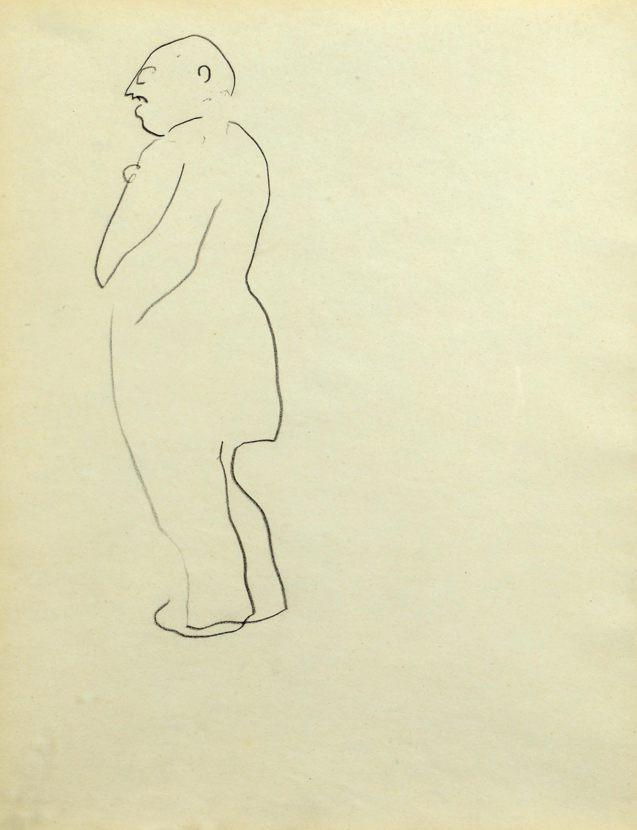 Albert Marquet Figurative Art - Double-sided drawing- Homme (recto)/ Homme (verso)