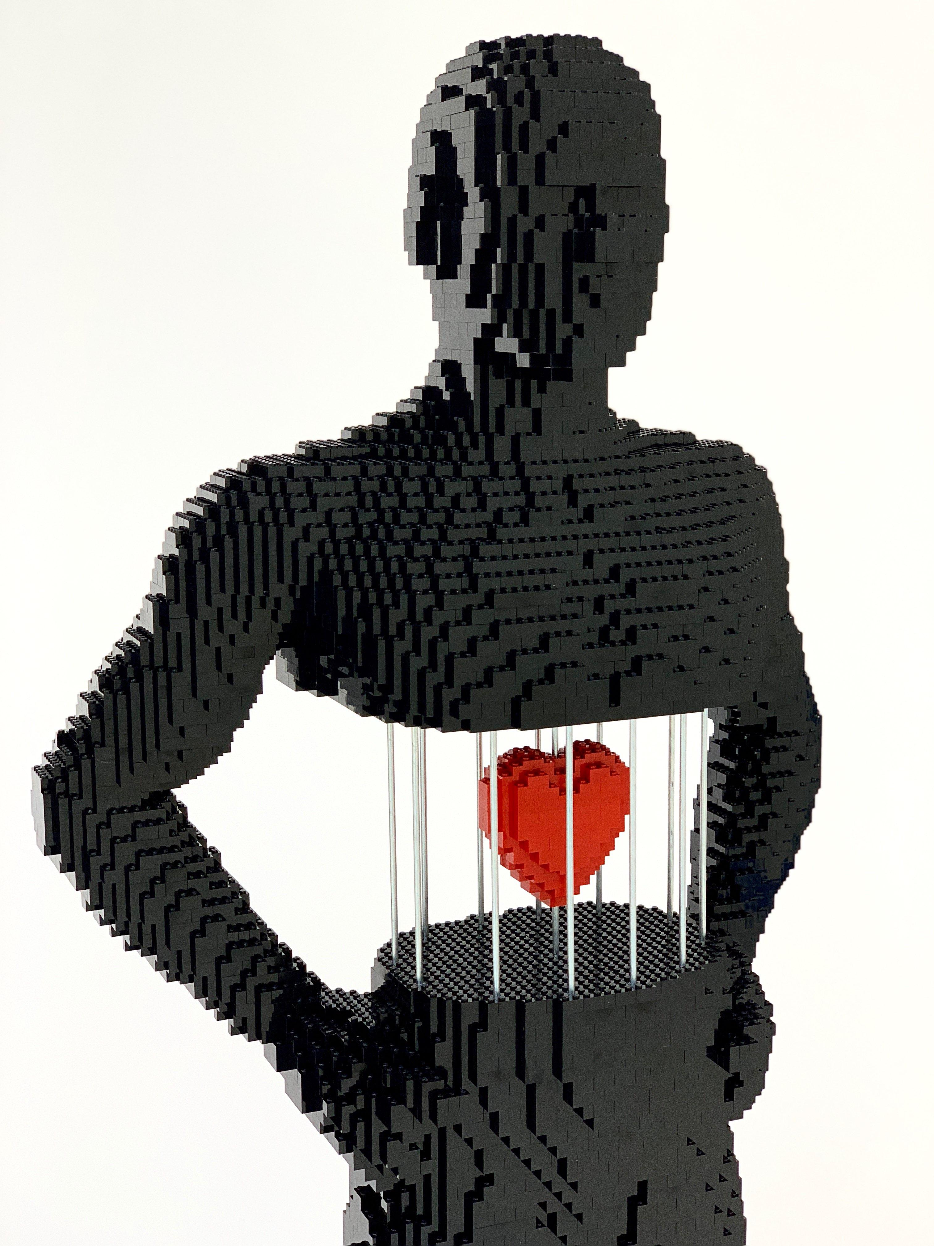 Caged Heart Full Size - Sculpture by Nathan Sawaya