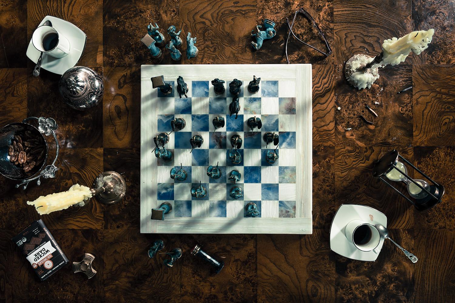 Christos J. Palios Color Photograph - Chess, Coffee, & Chocolate (21" x 30")