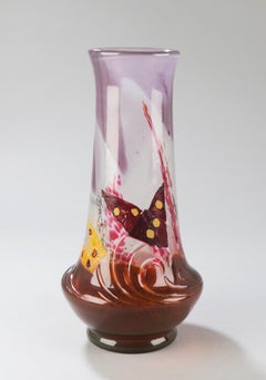 Exceptional vase "Marquetry with butterflies"